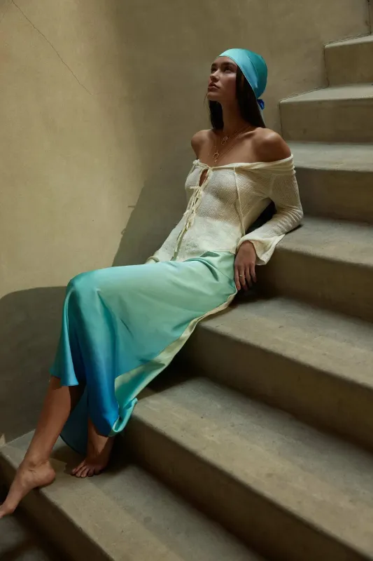 Made in the Shades Ombre Satin Maxi Skirt sold by Promesa