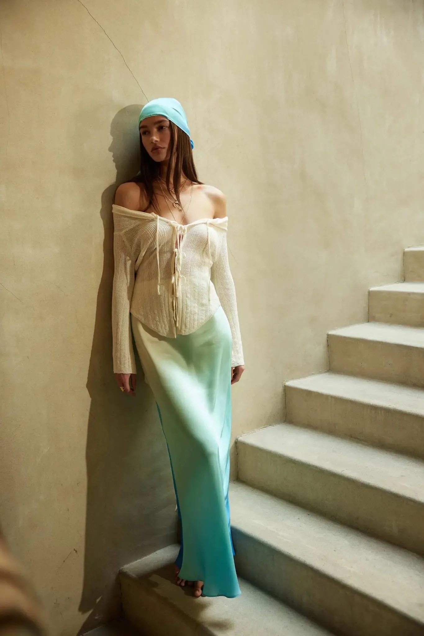 Made in the Shades Ombre Satin Maxi Skirt sold by Promesa product image thumbnail 3