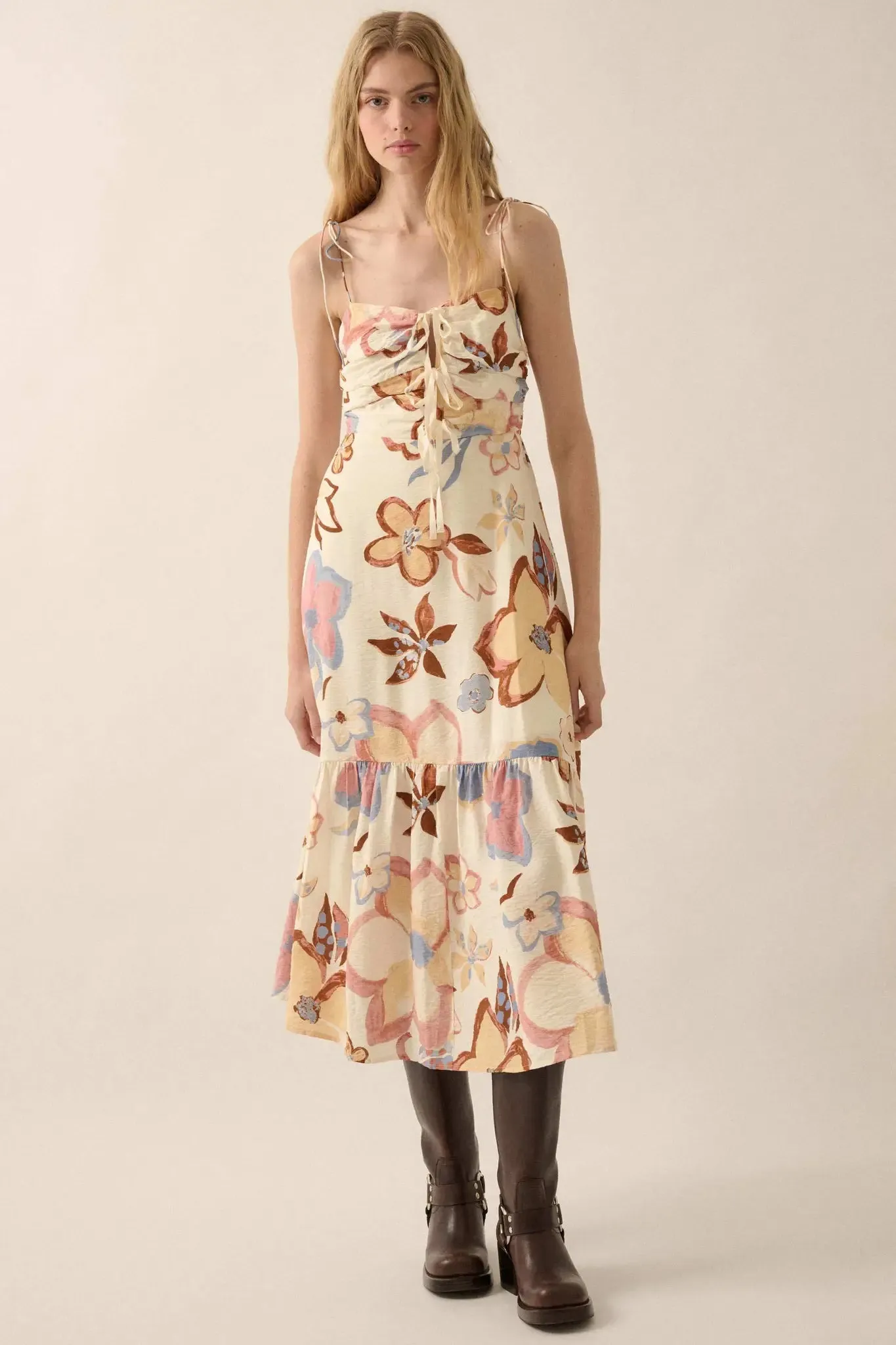 Grow for It Textured Floral Tie-Front Midi Dress sold by Promesa product image thumbnail 4