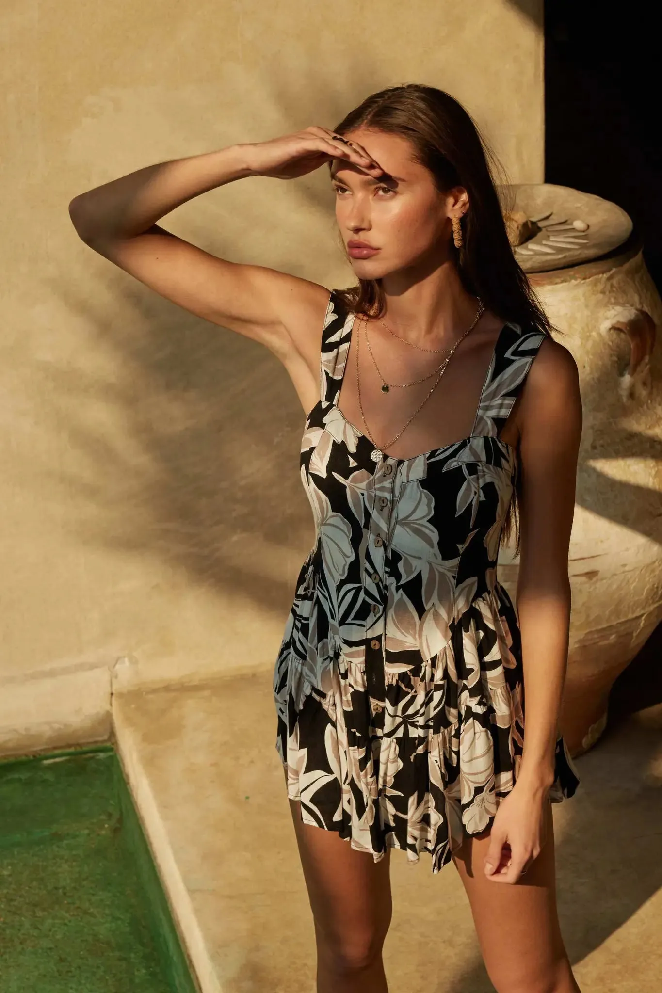 Island Hopping Tropical Button-Front Ruffle Romper sold by Promesa product image thumbnail 2