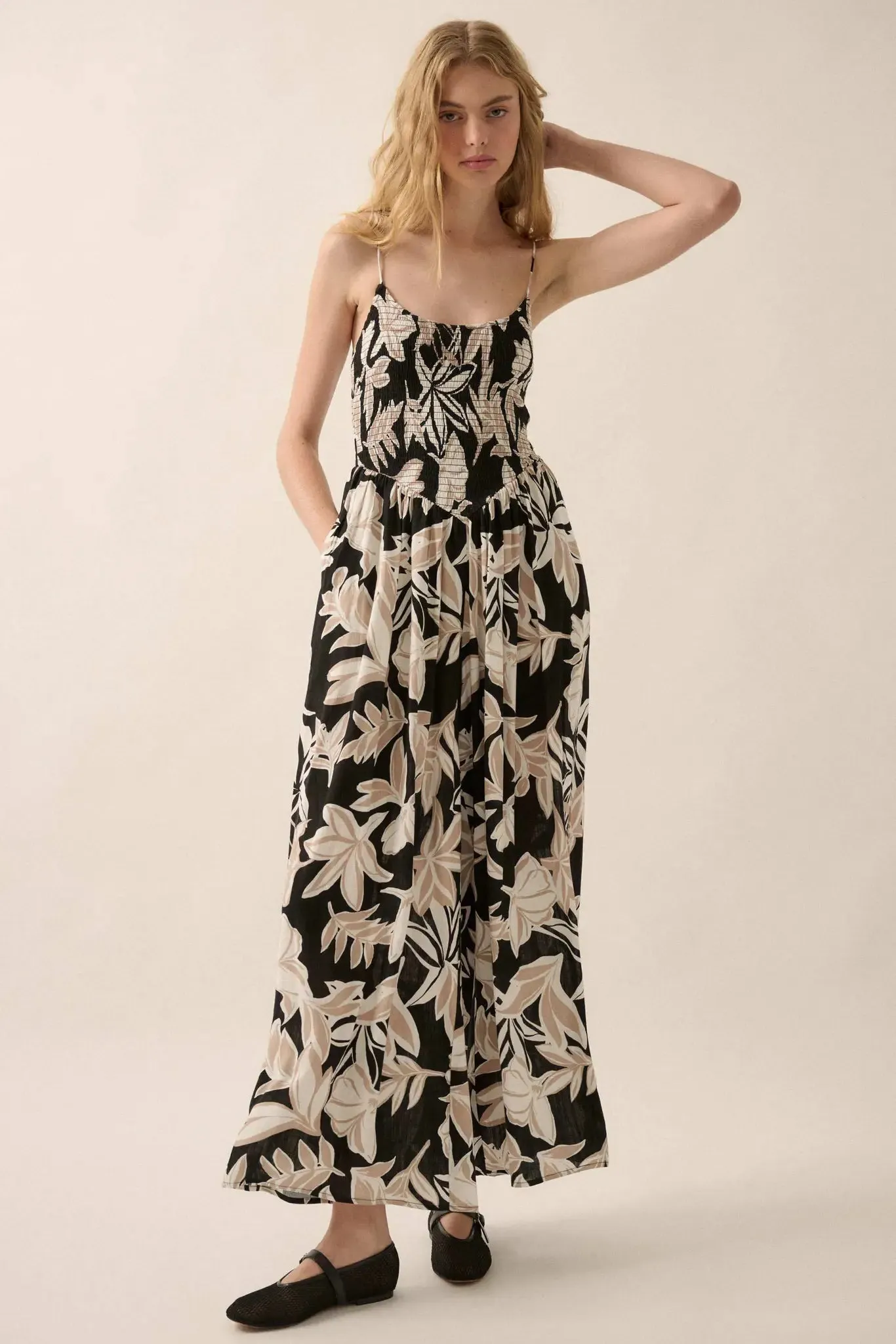 Private Island Tropical Smocked Wide-Leg Jumpsuit sold by Promesa product image thumbnail 4