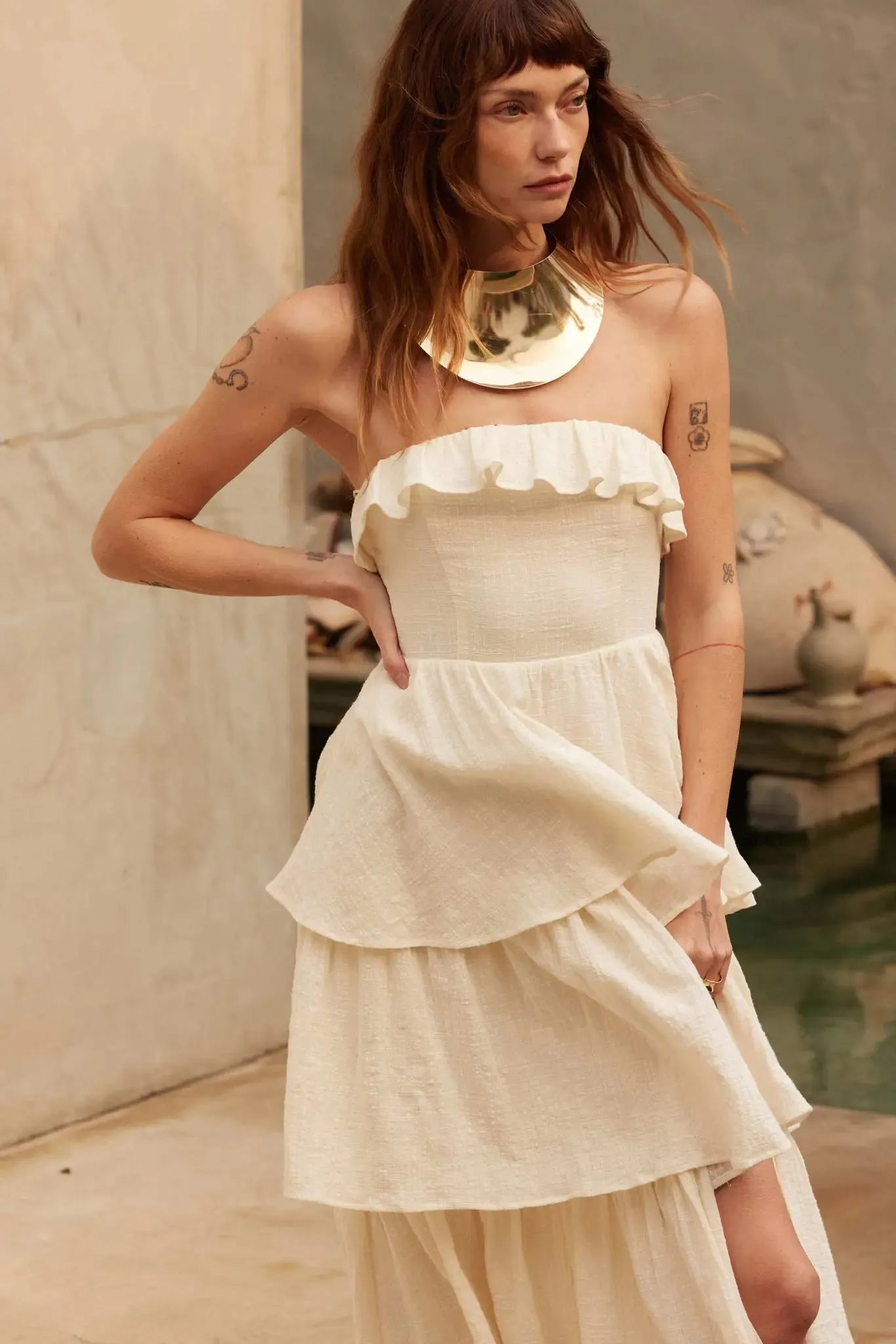 Tiers in Heaven Strapless Tiered Ruffle Maxi Dress sold by Promesa product image thumbnail 3