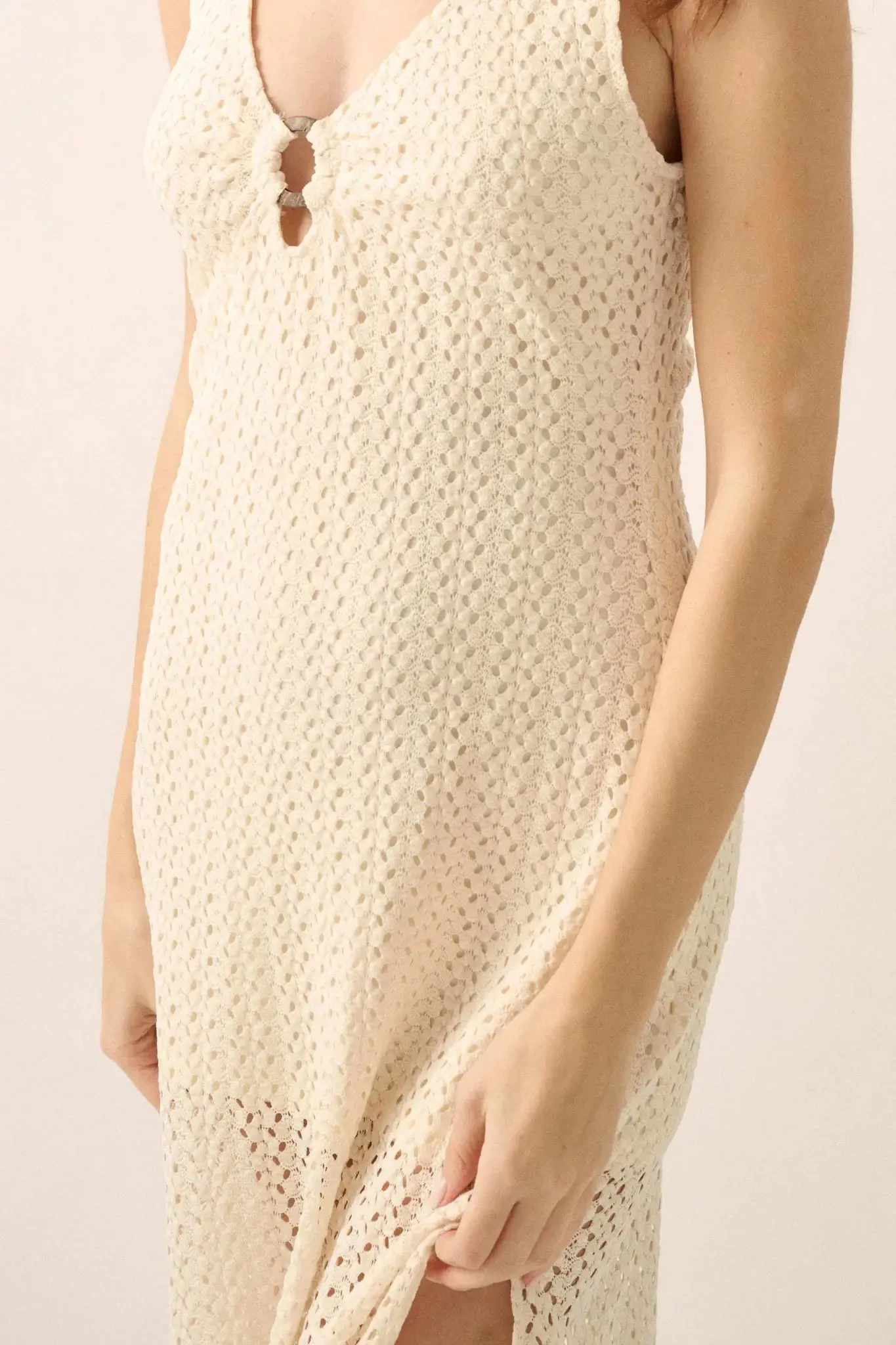 Chase the Sun Crochet Knit O-Ring Maxi Dress sold by Promesa product image thumbnail 5