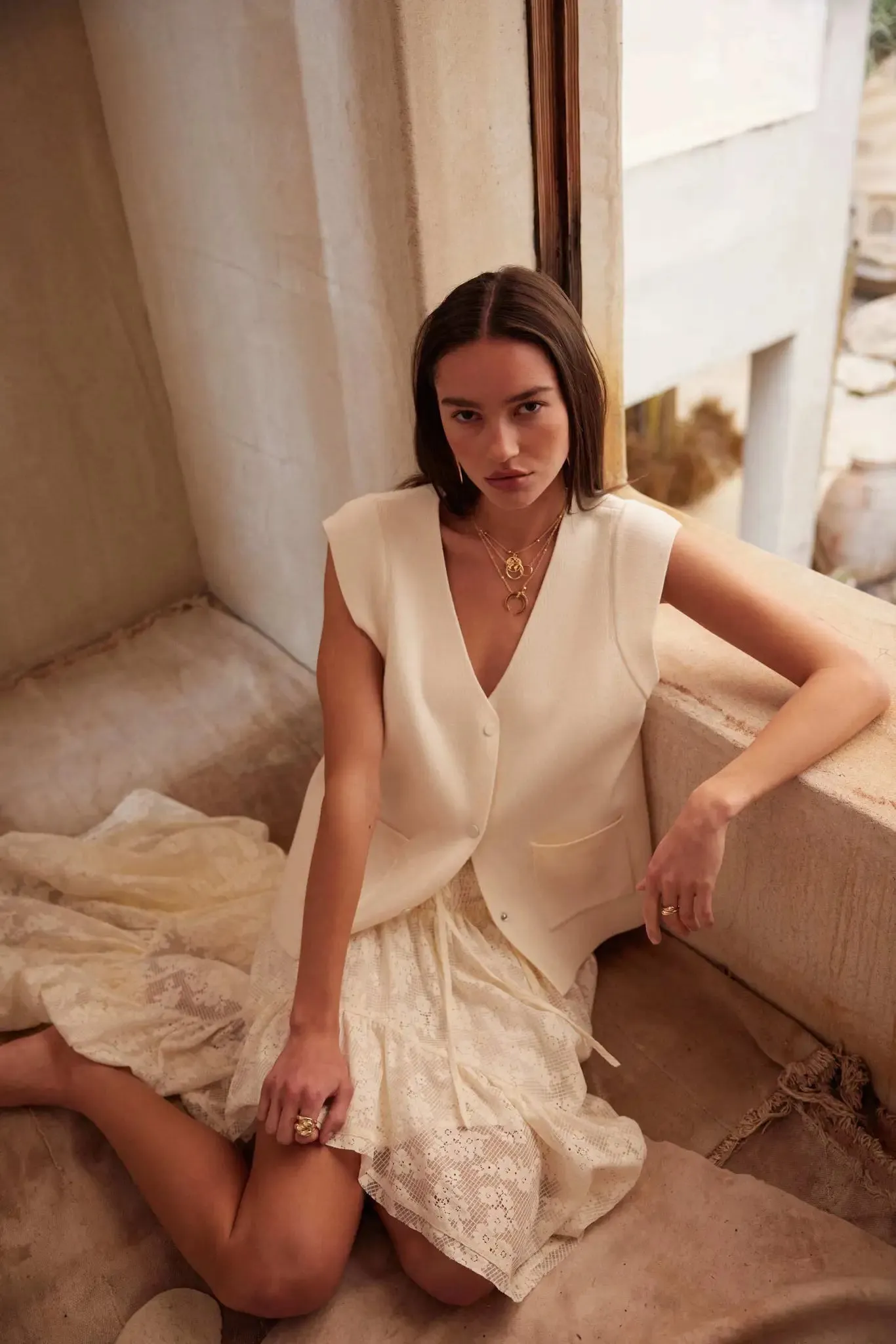 Pure Air Floral Lace Asymmetrical Ruffle Maxi Skirt sold by Promesa product image thumbnail 3