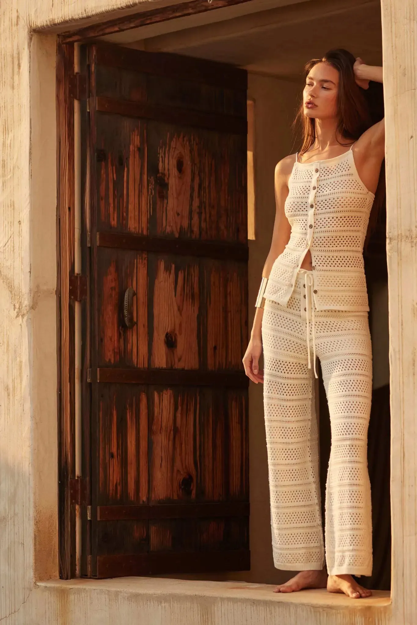 Inner Peace Crochet Knit Buttoned Cami Top sold by Promesa product image thumbnail 2