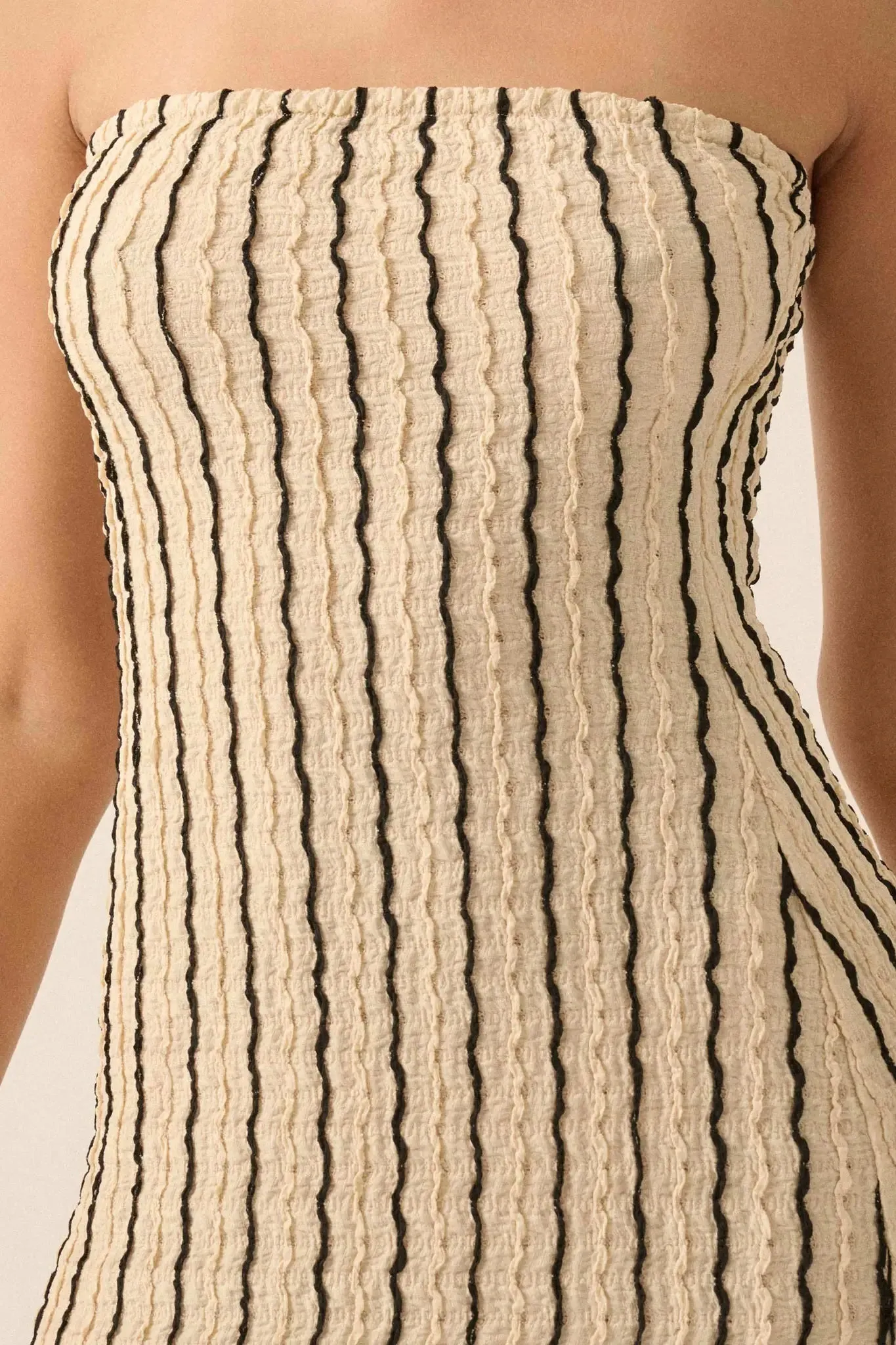 Whispering Waves Striped Knit Strapless Maxi Dress sold by Promesa product image thumbnail 4
