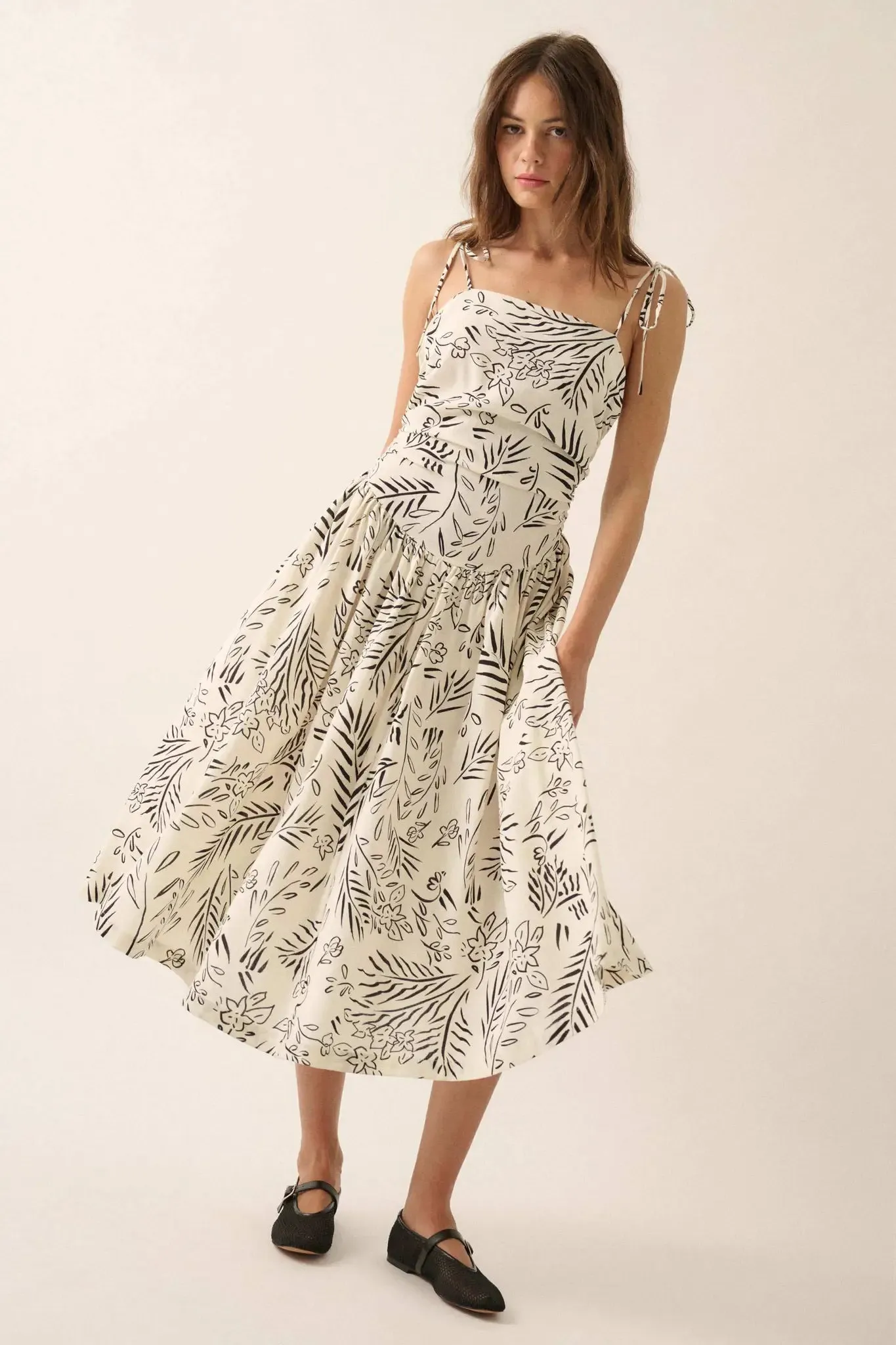Blooming Artistry Floral Drop-Waist Midi Dress sold by Promesa product image thumbnail 4