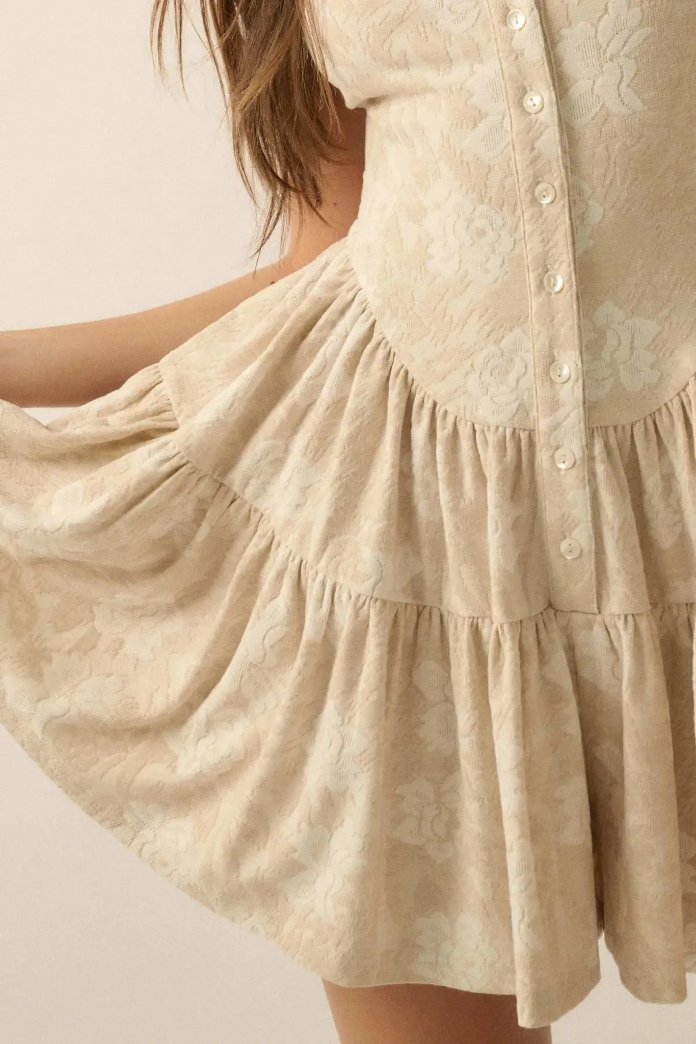 Jacquard Garden Floral Tapestry Ruffled Romper sold by Promesa product image thumbnail 5