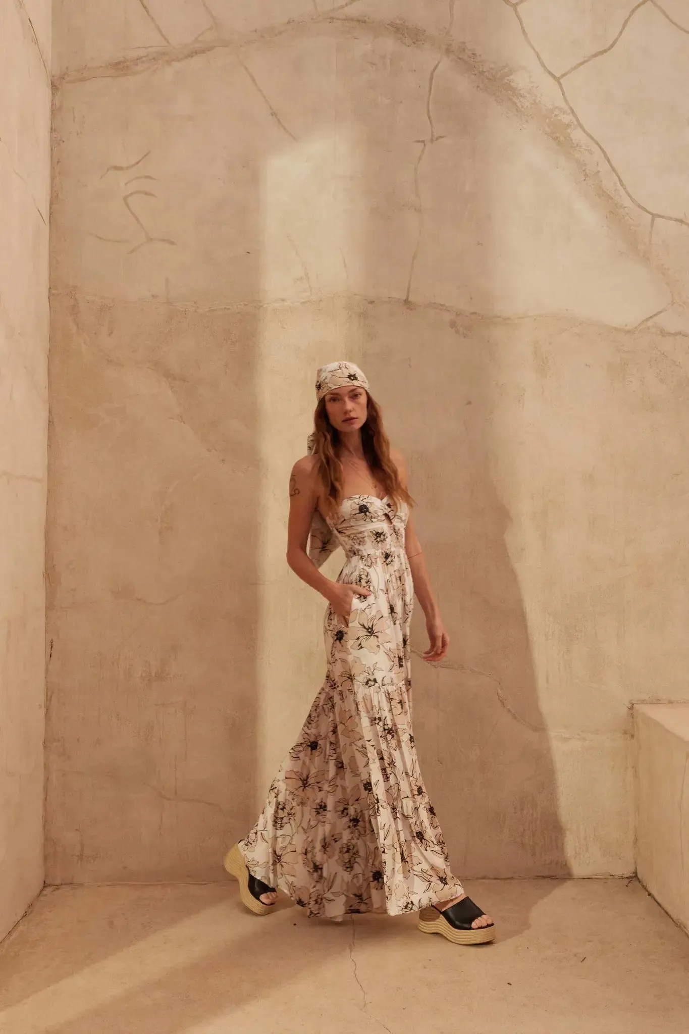 Fresh Winds Floral Crepe Tiered Wide-Leg Jumpsuit sold by Promesa product image thumbnail 3