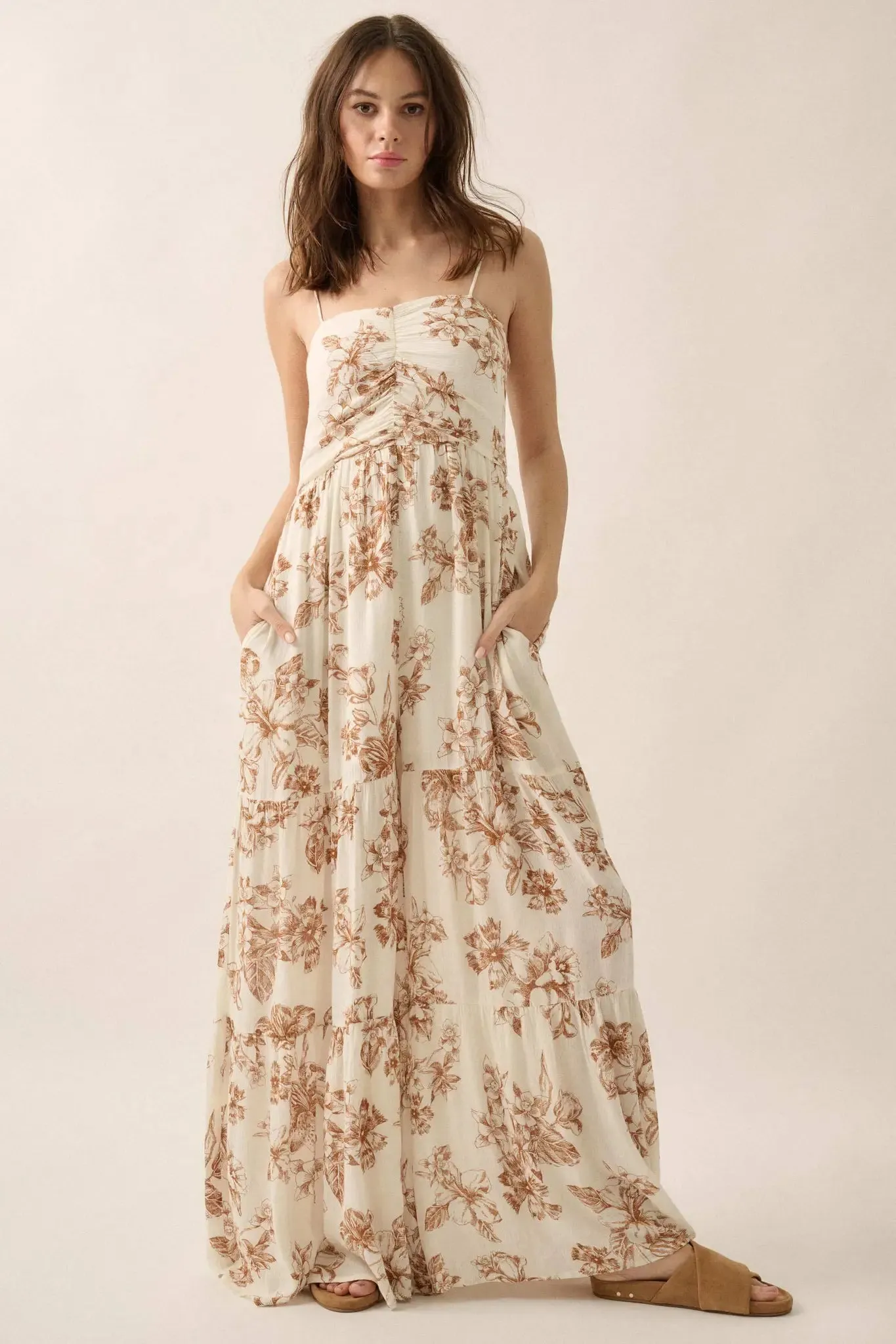 Truly Timeless Floral Wide-Leg Ruffle Jumpsuit sold by Promesa product image thumbnail 4