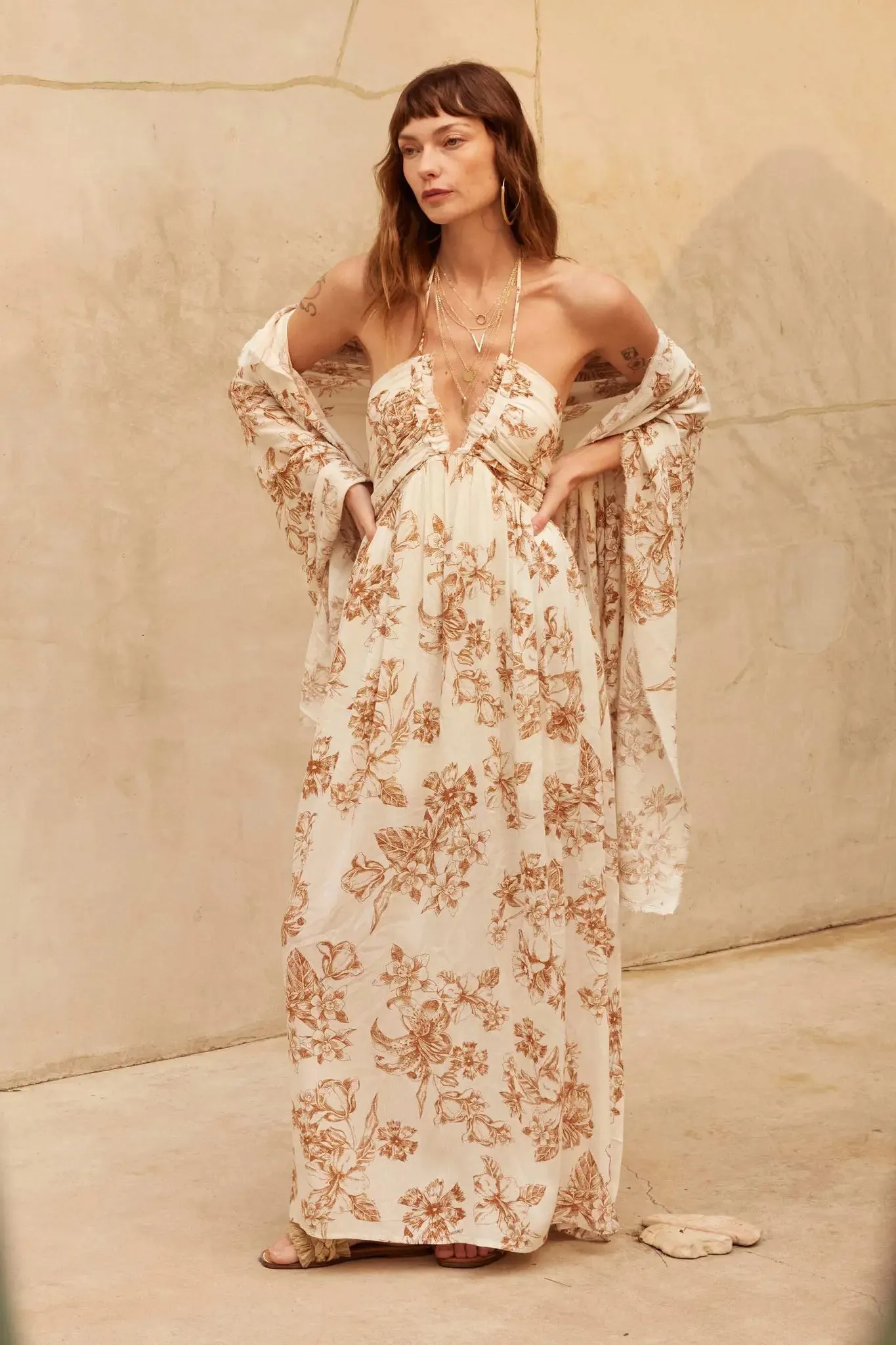 Everlasting Beauty Floral Crepe Halter Maxi Dress sold by Promesa product image thumbnail 3