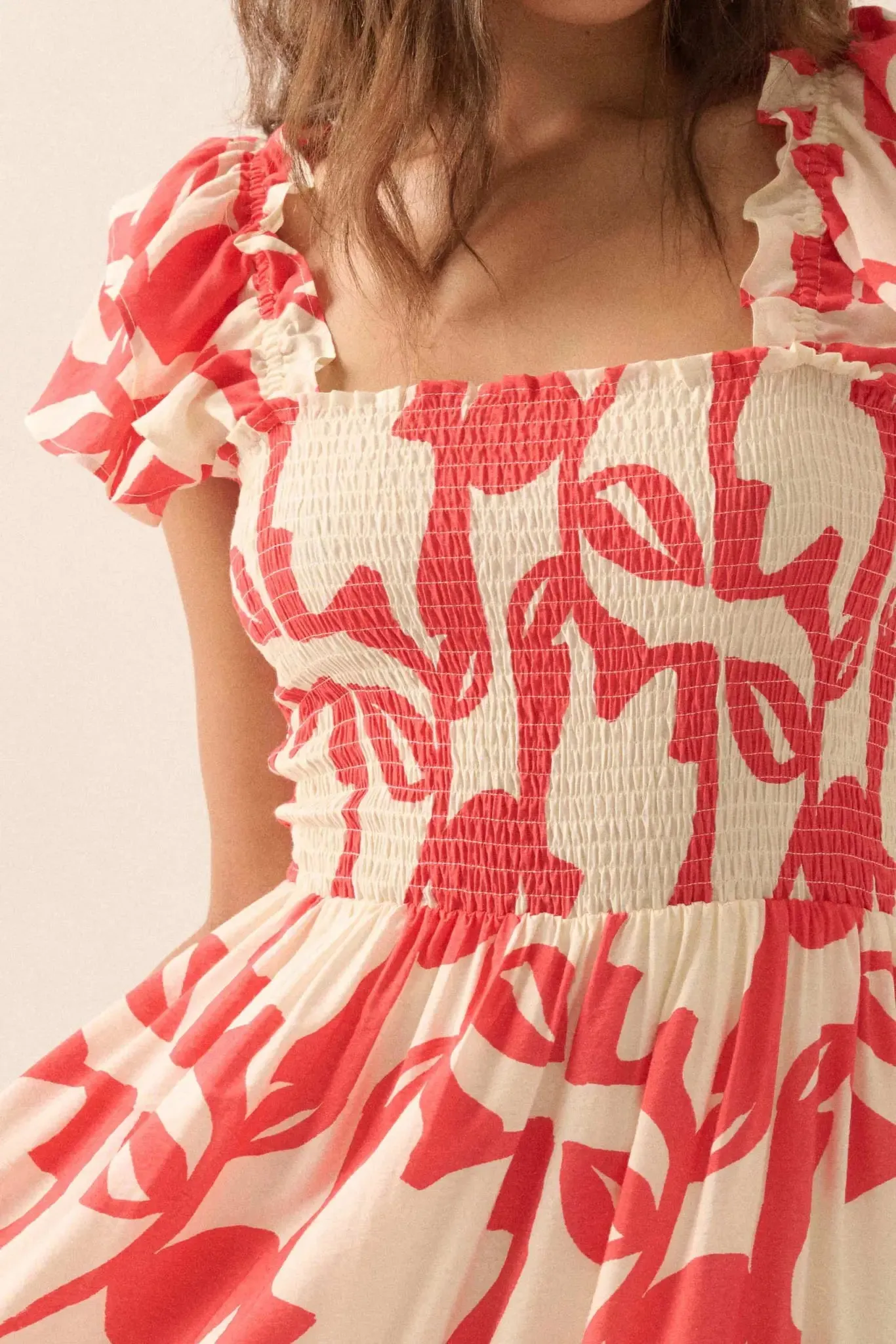 Striking Stems Abstract Floral Ruffle Midi Dress sold by Promesa product image thumbnail 5