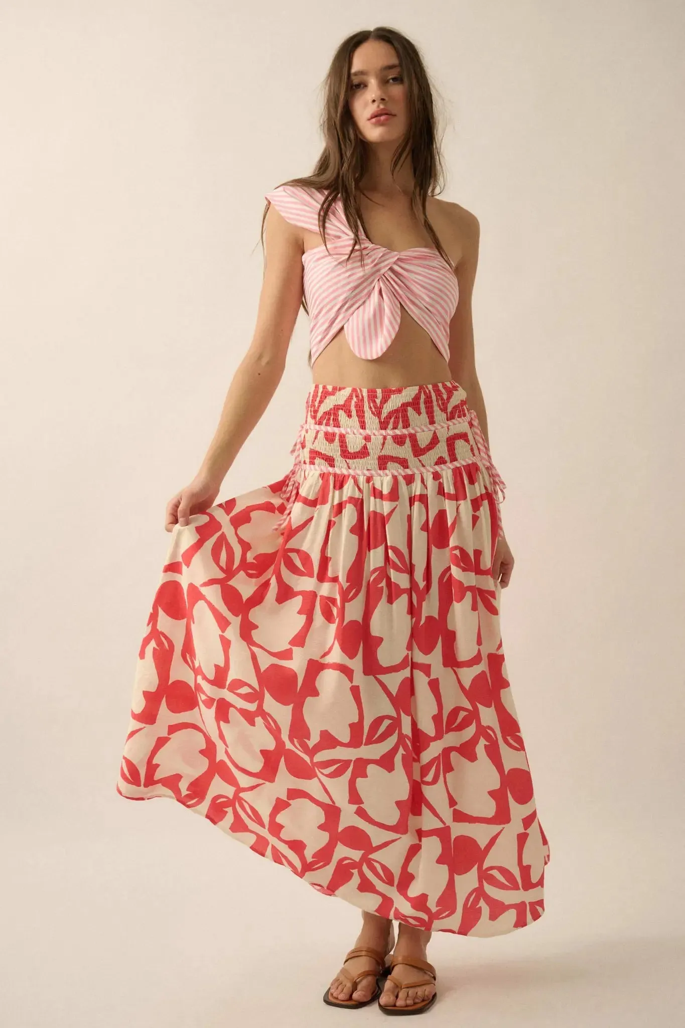 Pop Petals Abstract Floral Drop-Waist Maxi Skirt sold by Promesa product image thumbnail 4