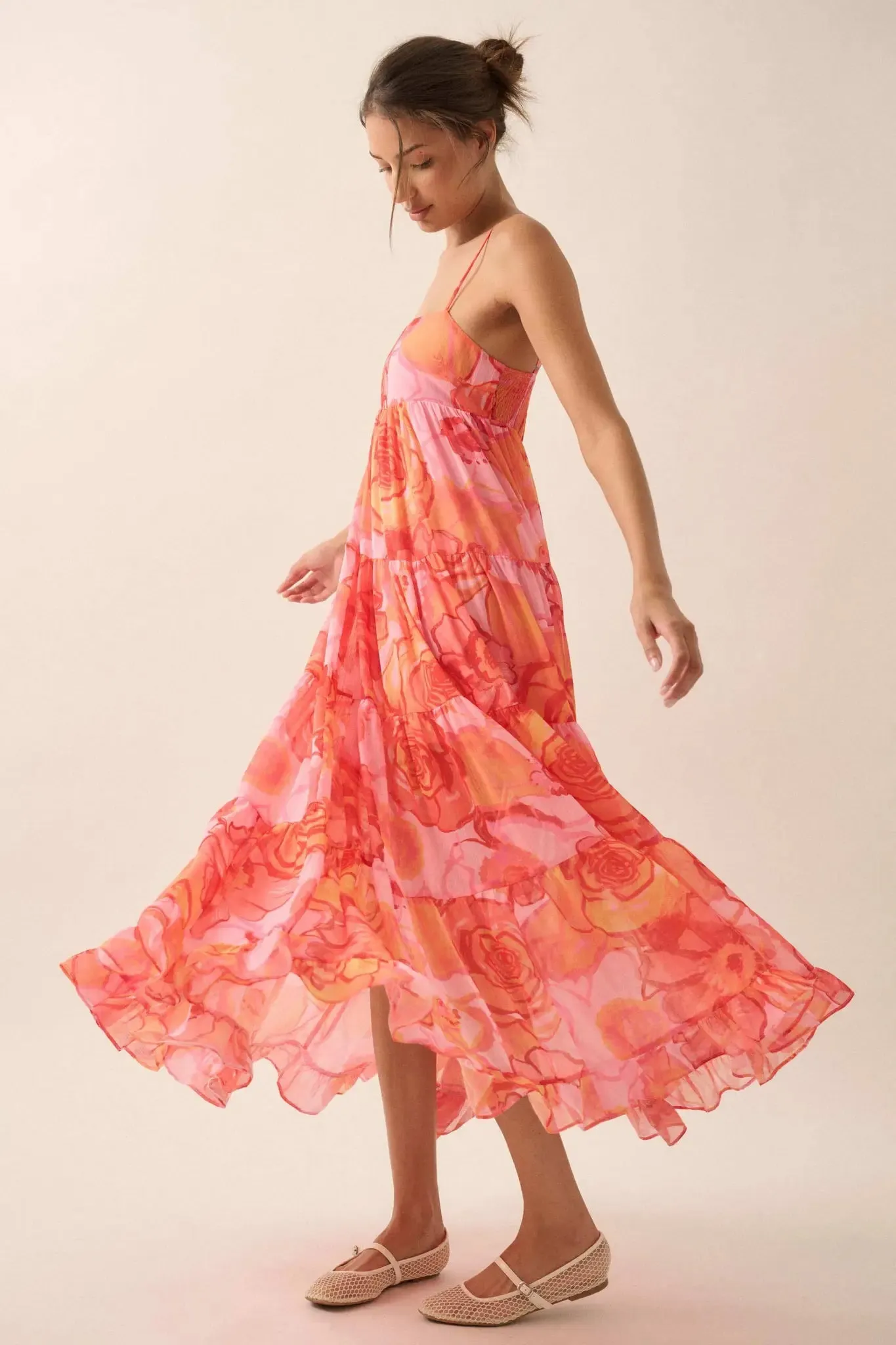 Blooming Bliss Floral Chiffon Tiered Maxi Dress sold by Promesa product image thumbnail 5