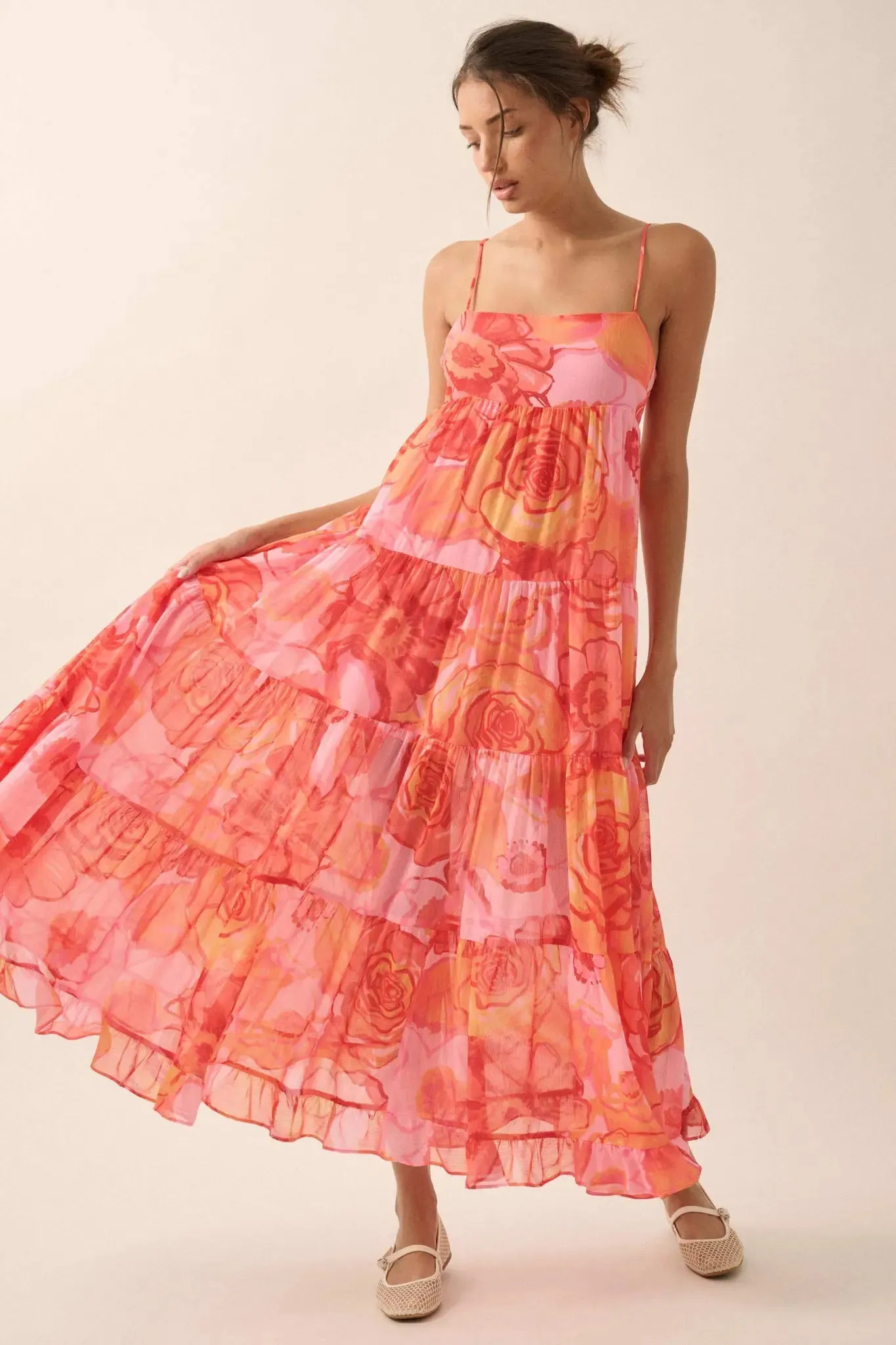 Blooming Bliss Floral Chiffon Tiered Maxi Dress sold by Promesa product image thumbnail 4