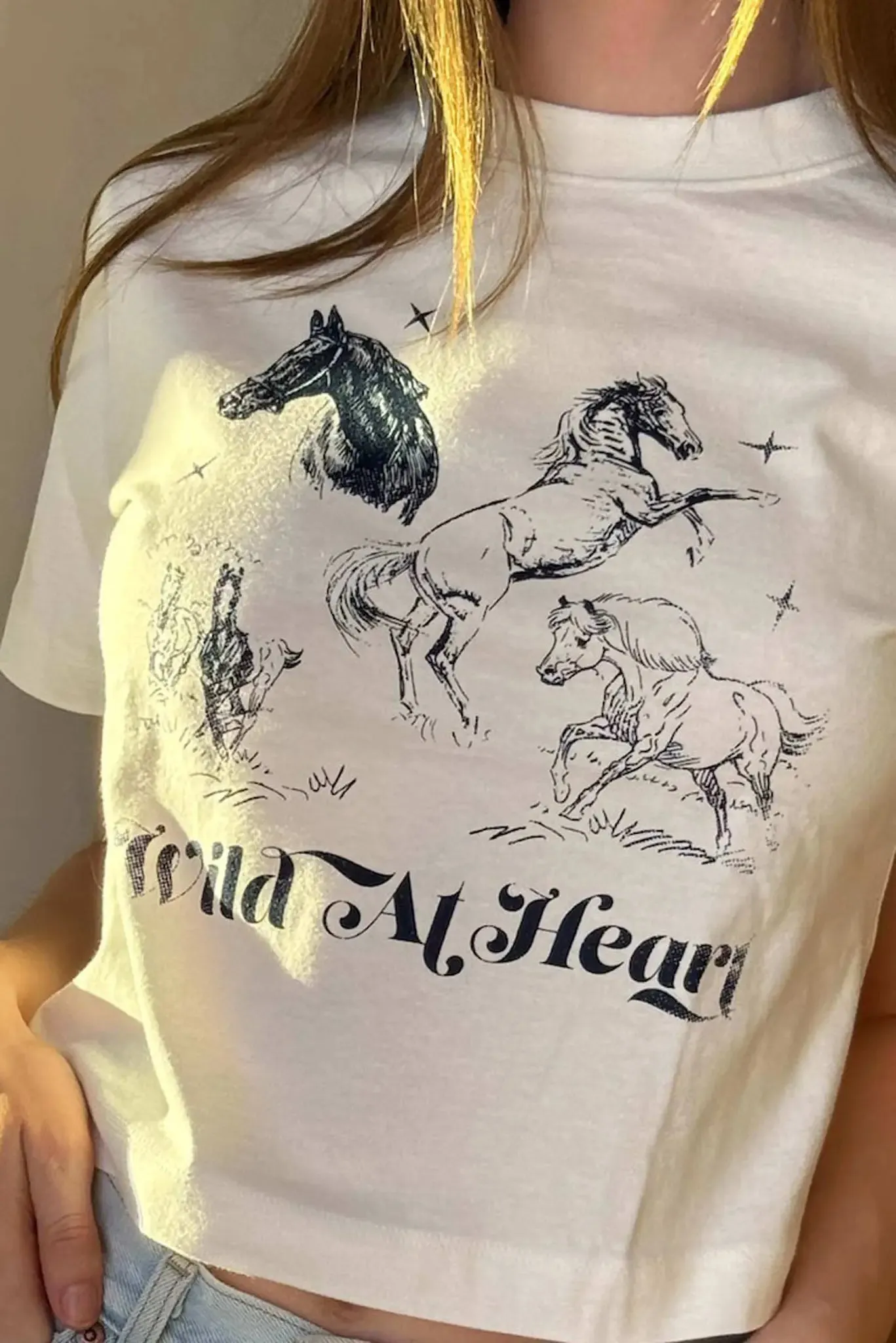 Wild at Heart Horses Cropped Western Graphic Tee sold by Promesa product image thumbnail 3