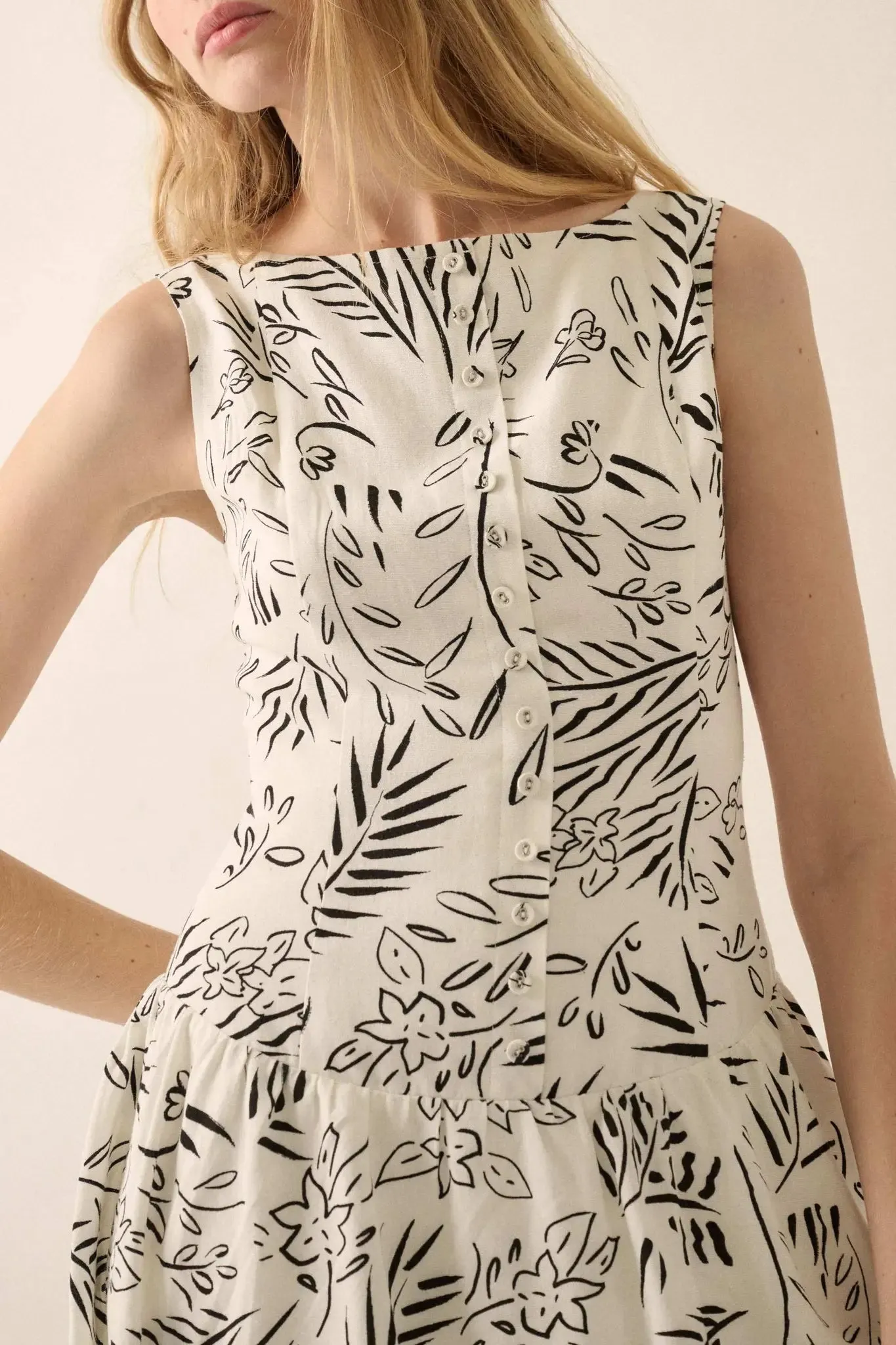 Artist's Garden Floral Drop-Waist Mini Dress sold by Promesa product image thumbnail 4