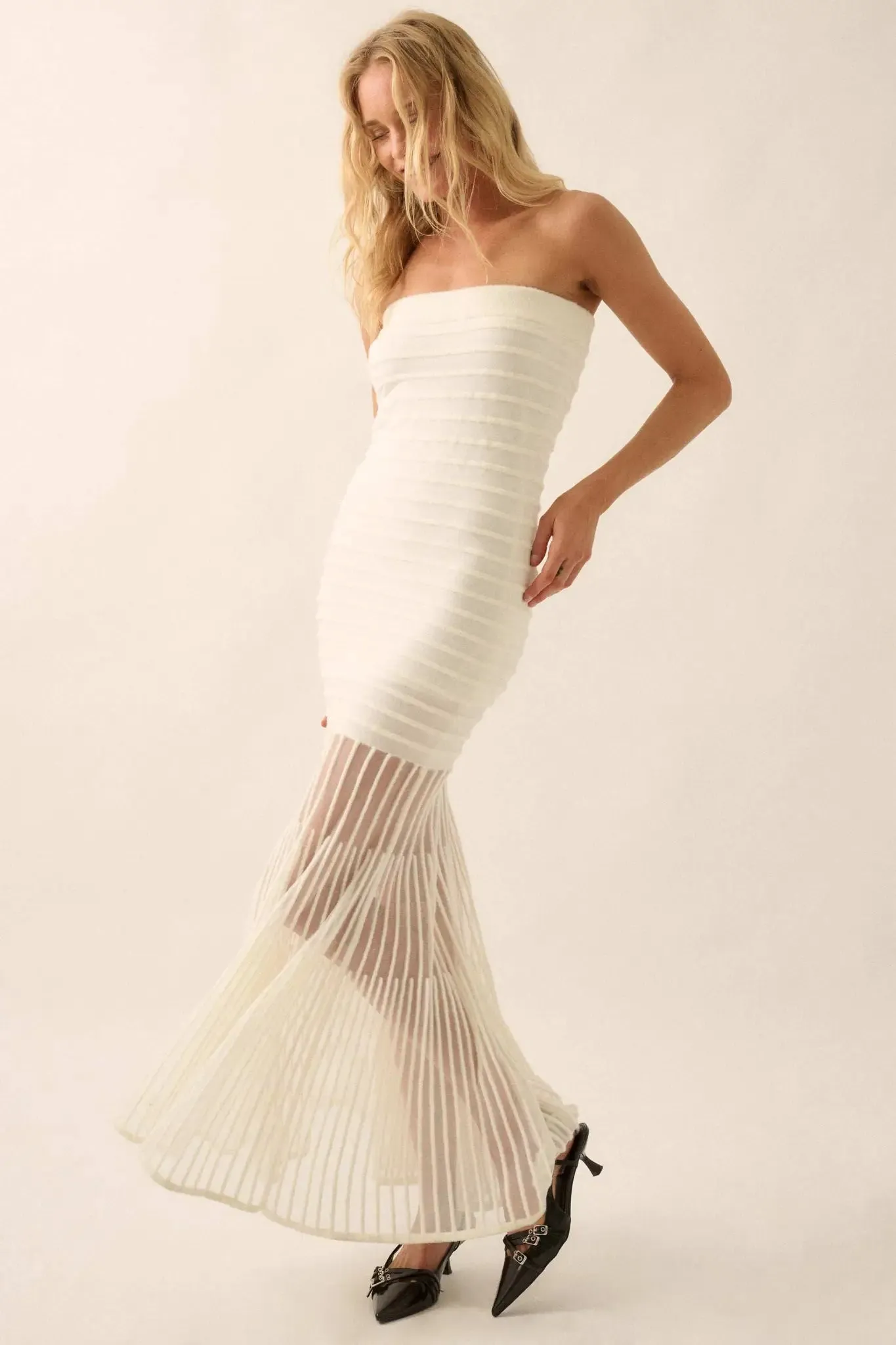 Line of Beauty Ribbed Knit Strapless Maxi Dress sold by Promesa product image thumbnail 5