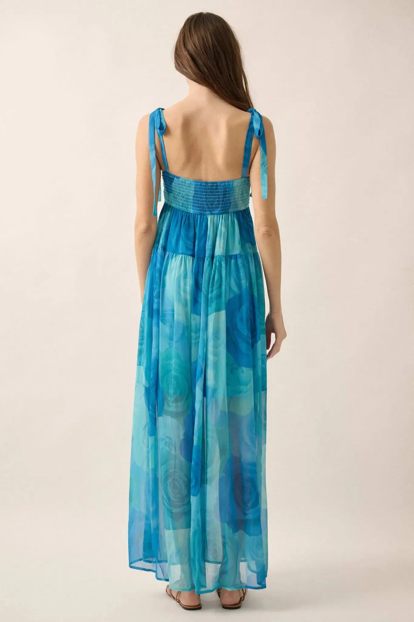 Coming Up Roses Floral Chiffon Tiered Maxi Dress sold by Promesa product image thumbnail 2