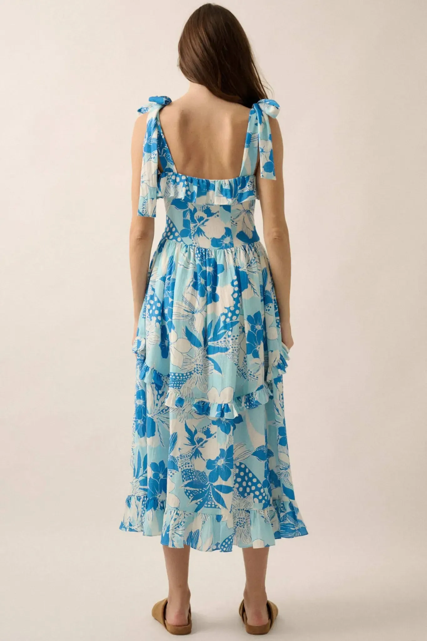 Hot Tropics Floral Button-Front Ruffle Midi Dress sold by Promesa product image thumbnail 2