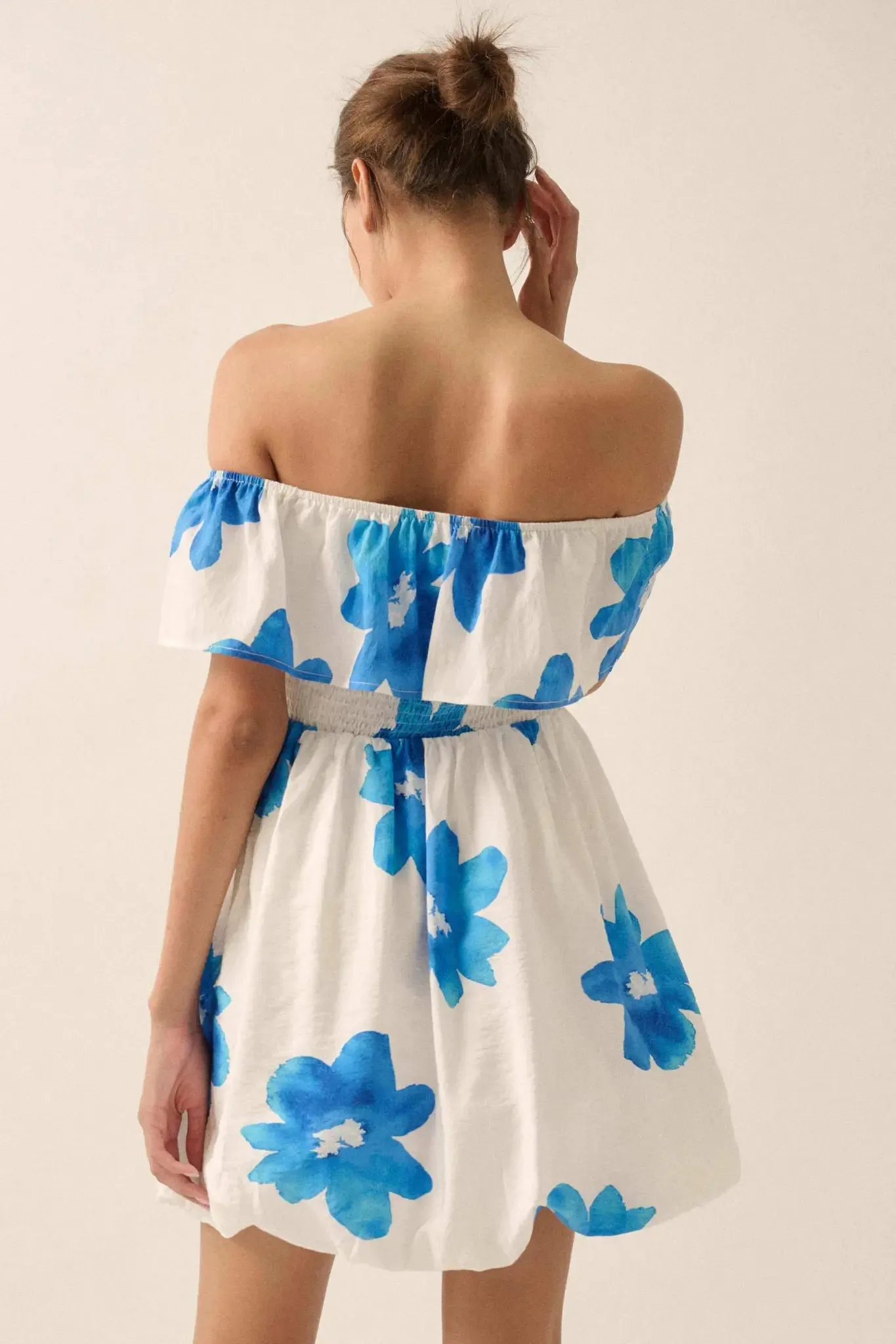 Bold Beauty Floral Off-Shoulder Flounce Mini Dress sold by Promesa product image thumbnail 2