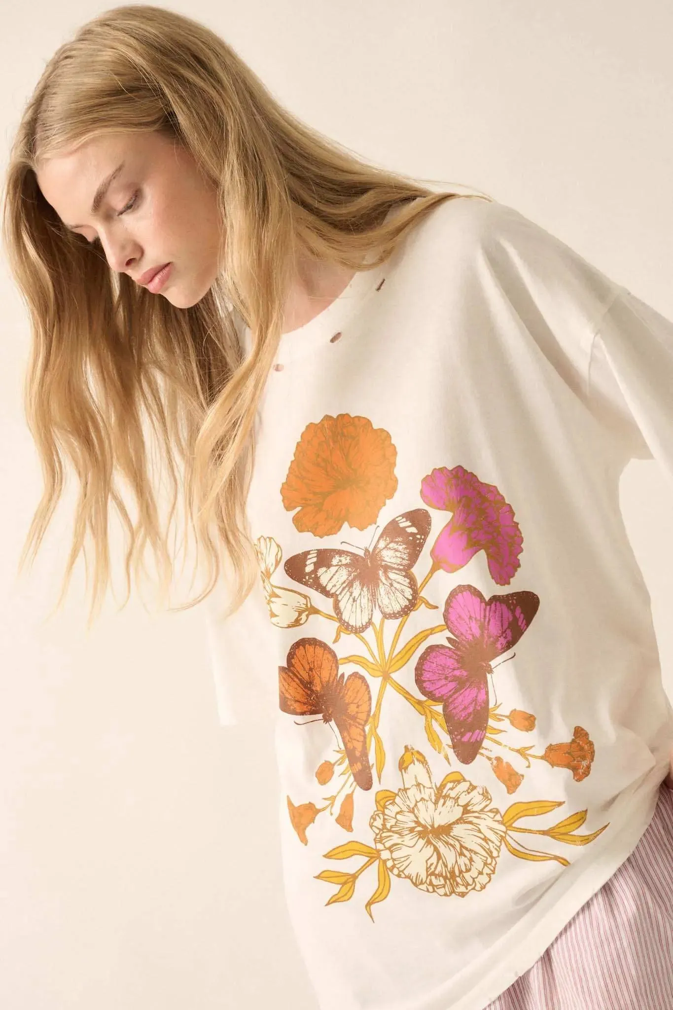 Butterfly Fantasy Distressed Oversize Graphic Tee sold by Promesa