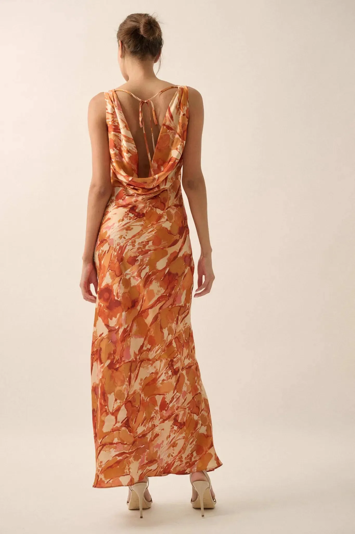 In Dreams Abstract-Print Satin Cowl-Back Maxi Dress sold by Promesa product image thumbnail 2