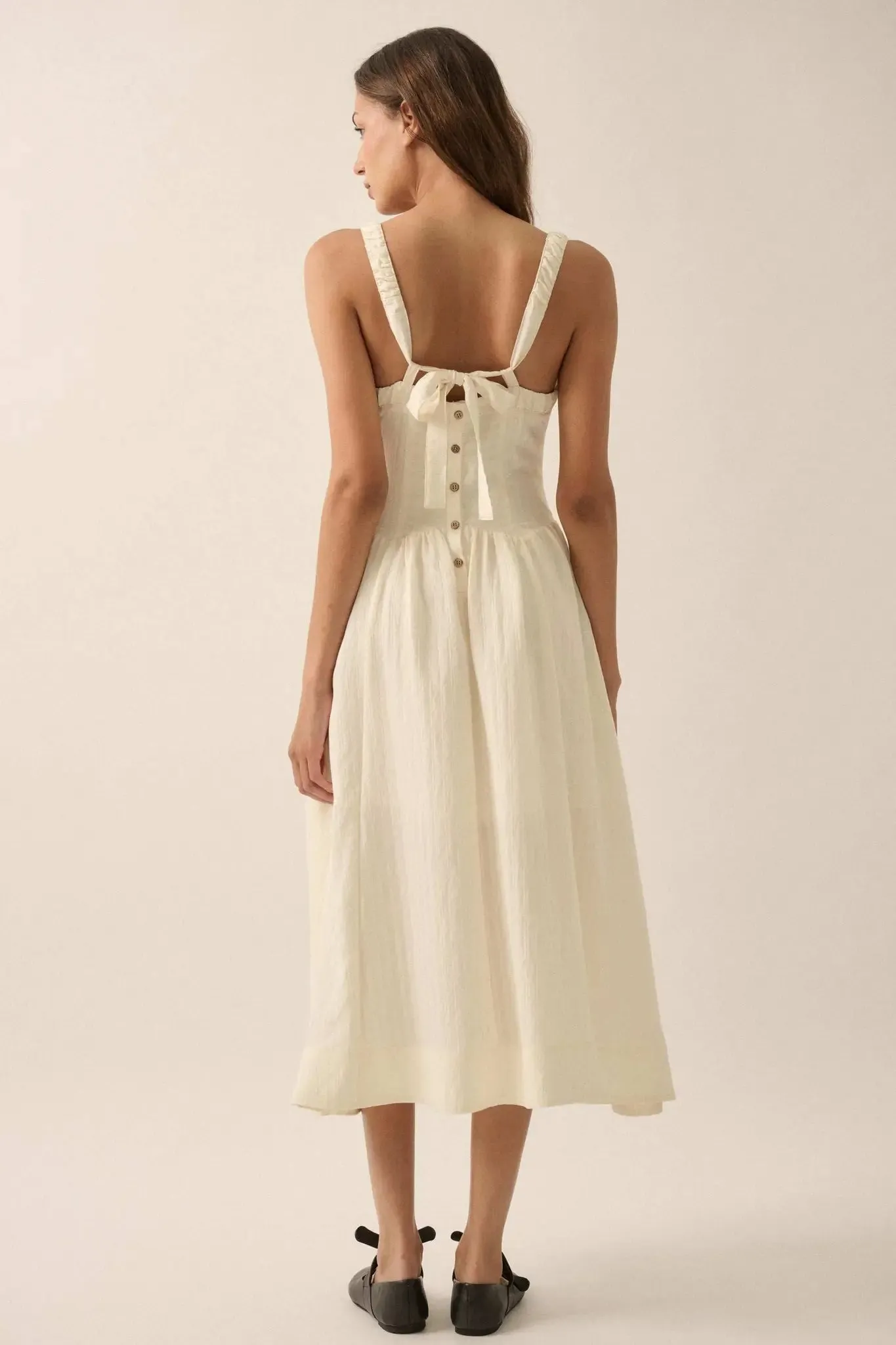 Lovely Life Tonal-Stripe Fit-and-Flare Midi Dress sold by Promesa product image thumbnail 2