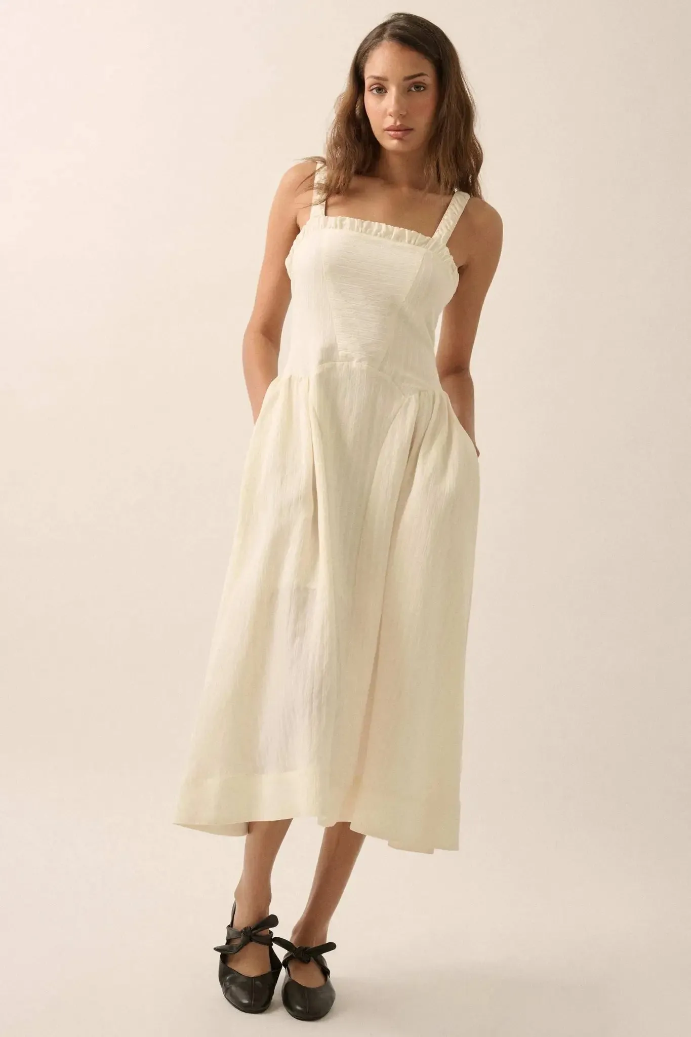 Lovely Life Tonal-Stripe Fit-and-Flare Midi Dress sold by Promesa product image thumbnail 4