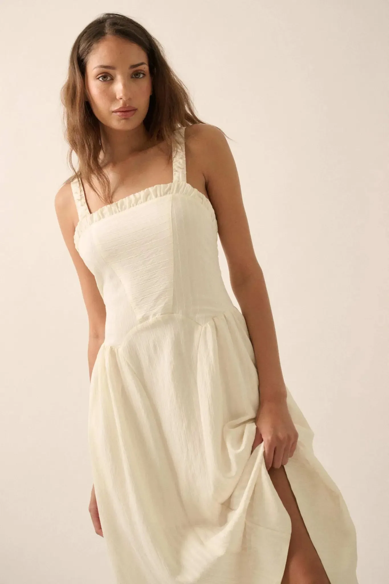 Lovely Life Tonal-Stripe Fit-and-Flare Midi Dress sold by Promesa product image thumbnail 3