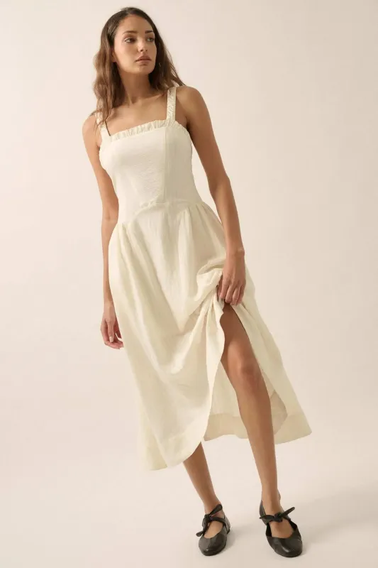 Lovely Life Tonal-Stripe Fit-and-Flare Midi Dress sold by Promesa