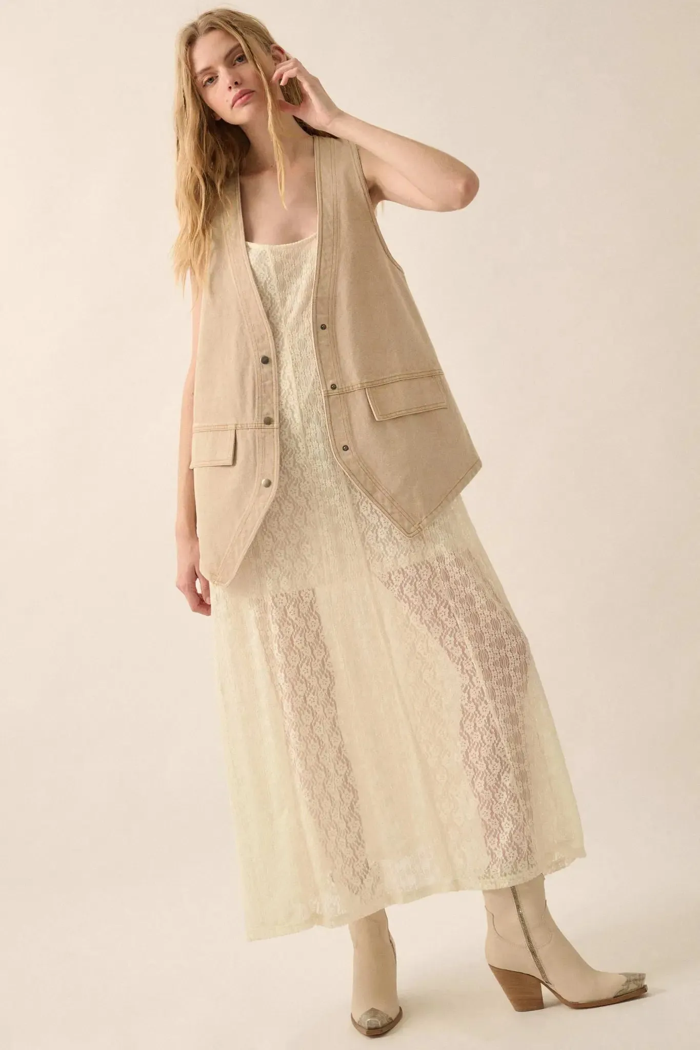 Heaven Knows Paneled Lace Maxi Slip Dress sold by Promesa product image thumbnail 5