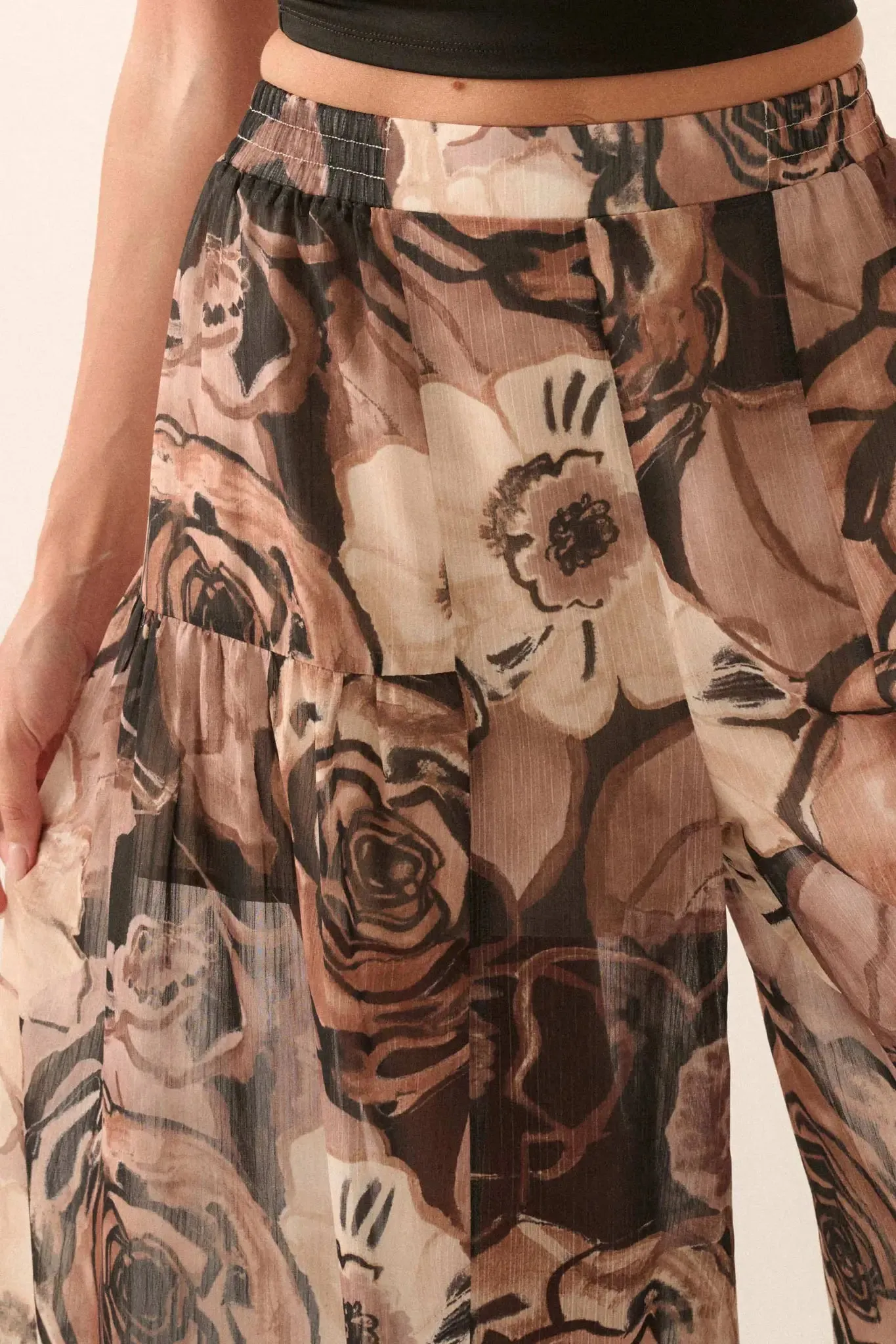 Billowing Blooms Floral Chiffon Wide-Leg Pants sold by Promesa product image thumbnail 3