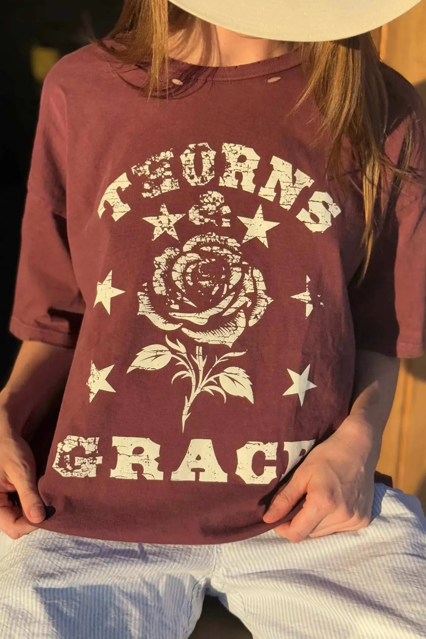 Thorns & Grace Distressed Oversize Graphic Tee sold by Promesa product image thumbnail 2