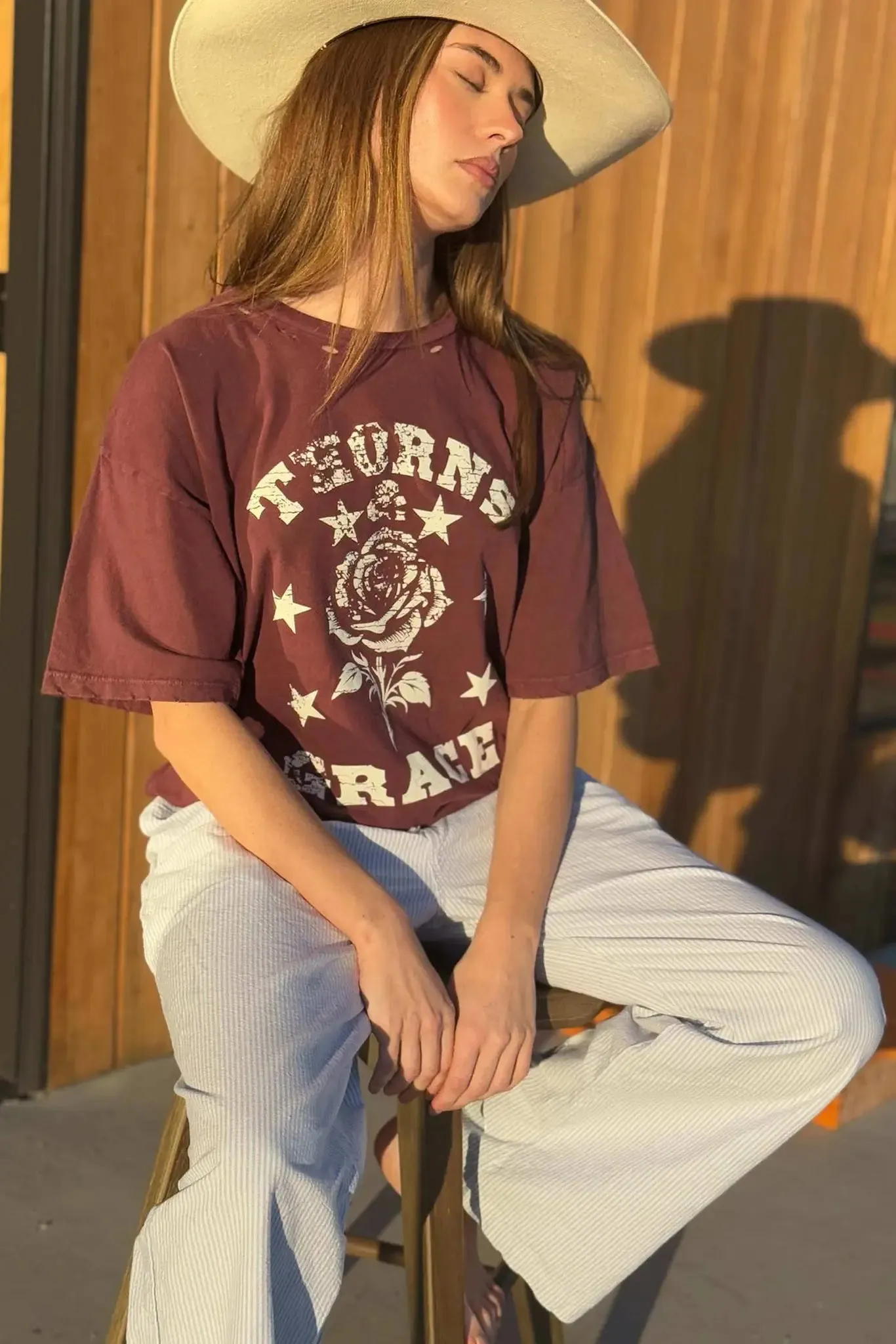 Thorns & Grace Distressed Oversize Graphic Tee sold by Promesa product image thumbnail 3