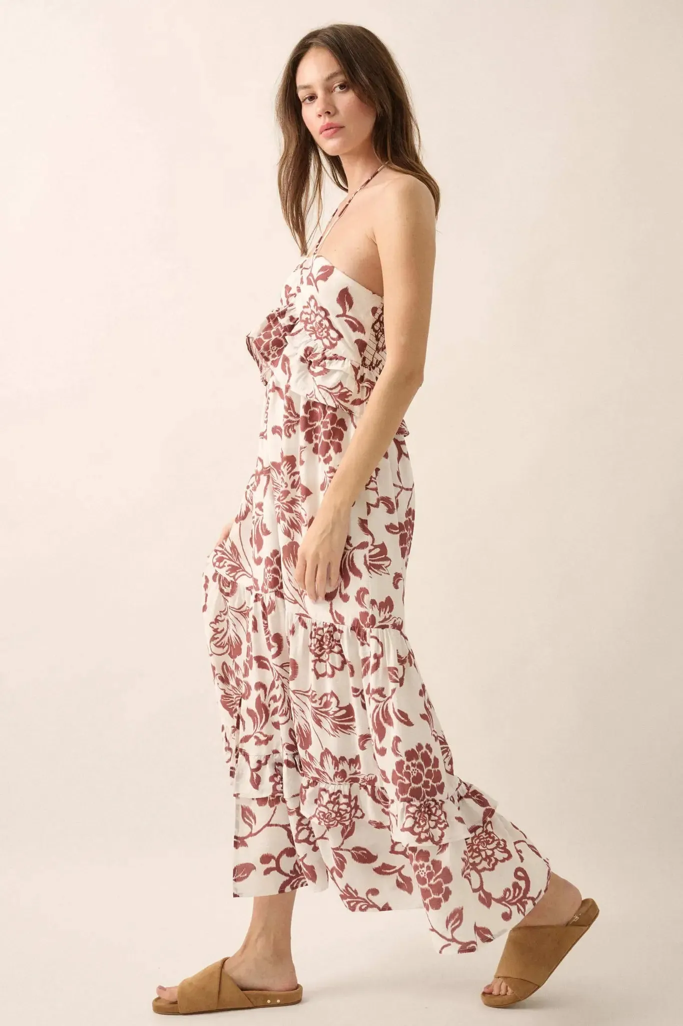 Way to Grow Floral Ruffled Halter Maxi Dress sold by Promesa product image thumbnail 4