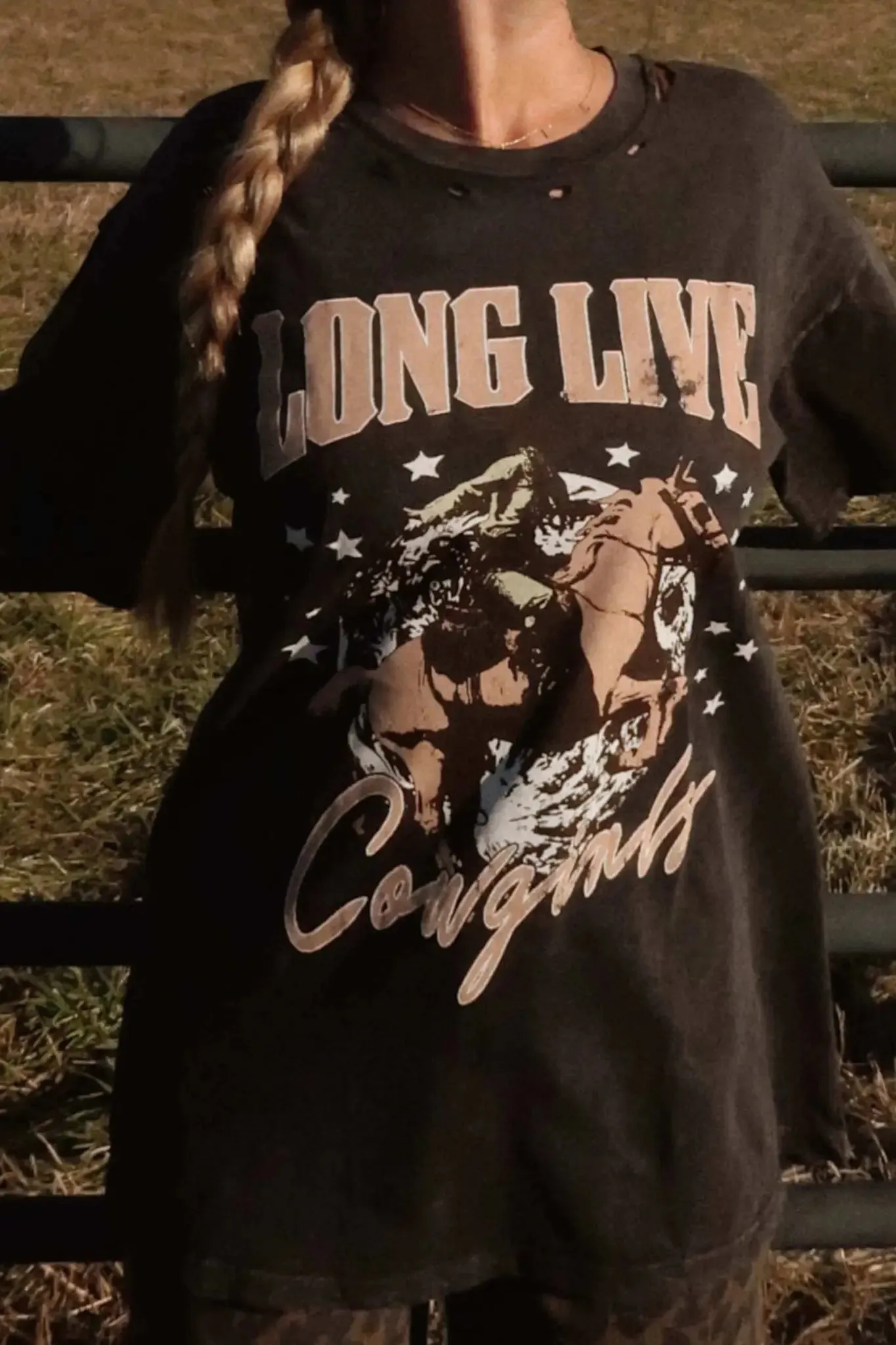 Long Live Cowgirls Distressed Graphic Tee sold by Promesa product image thumbnail 2