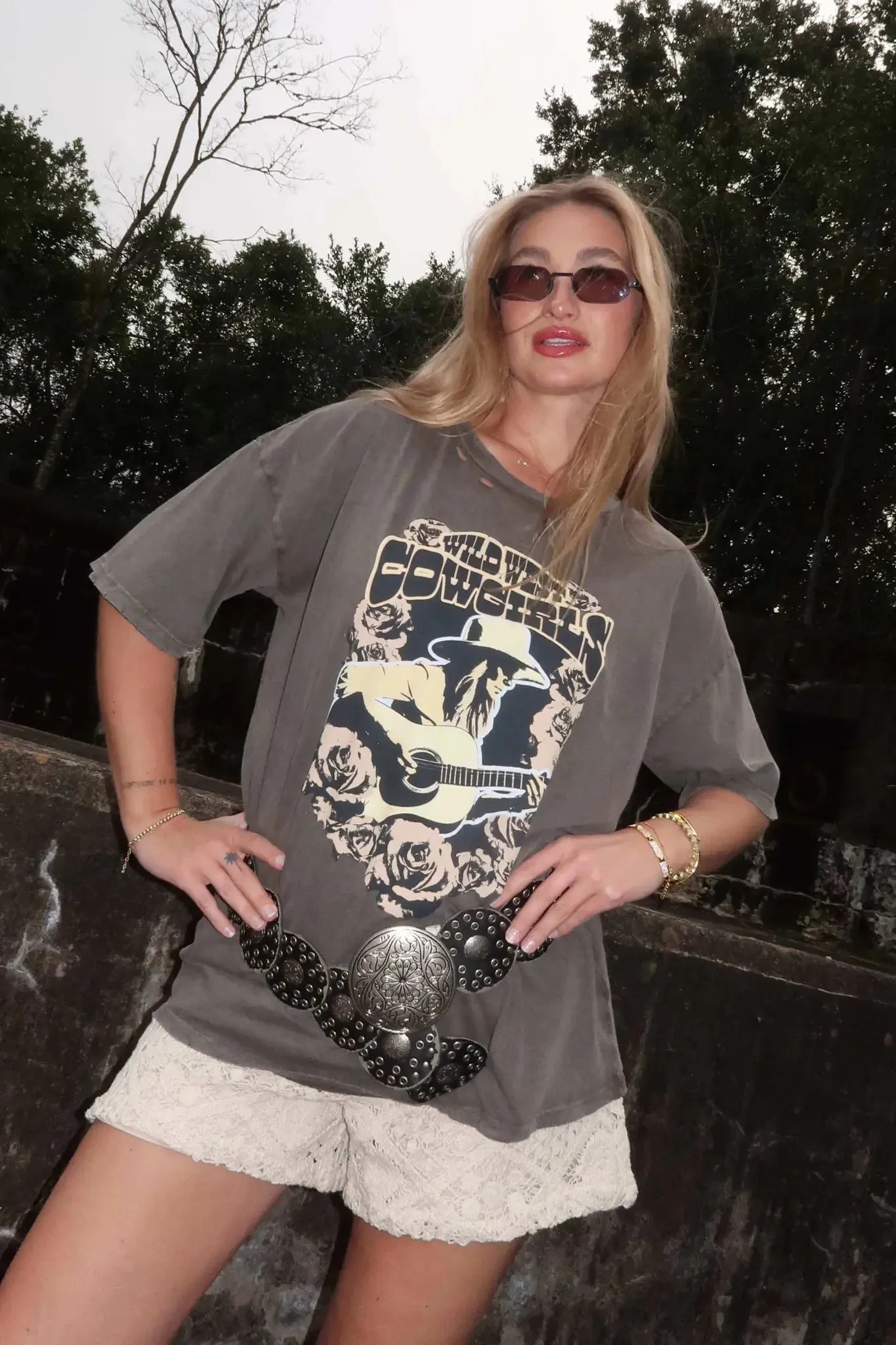 Wild West Cowgirls Distressed Graphic Tee sold by Promesa product image thumbnail 4