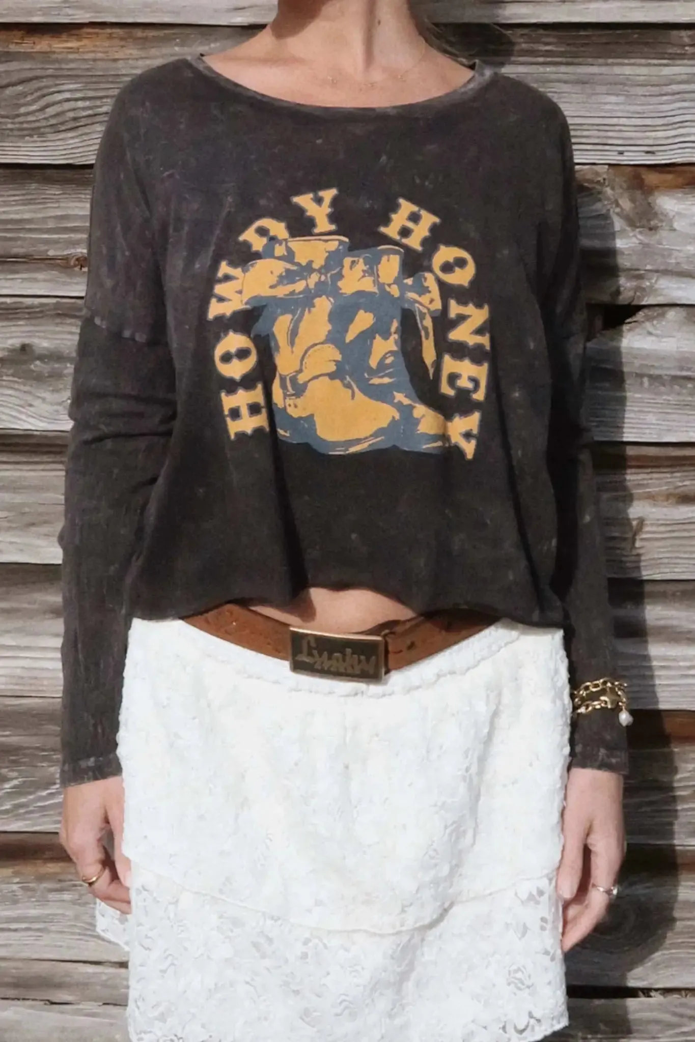 Howdy Honey Cropped Long-Sleeve Graphic Tee sold by Promesa product image thumbnail 2