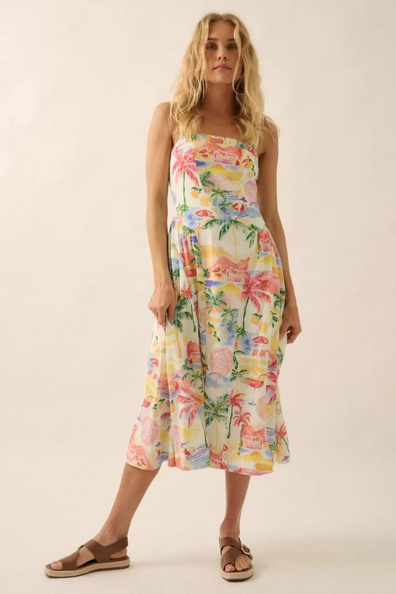 Piece of Paradise Tropical-Print Midi Dress sold by Promesa product image thumbnail 4