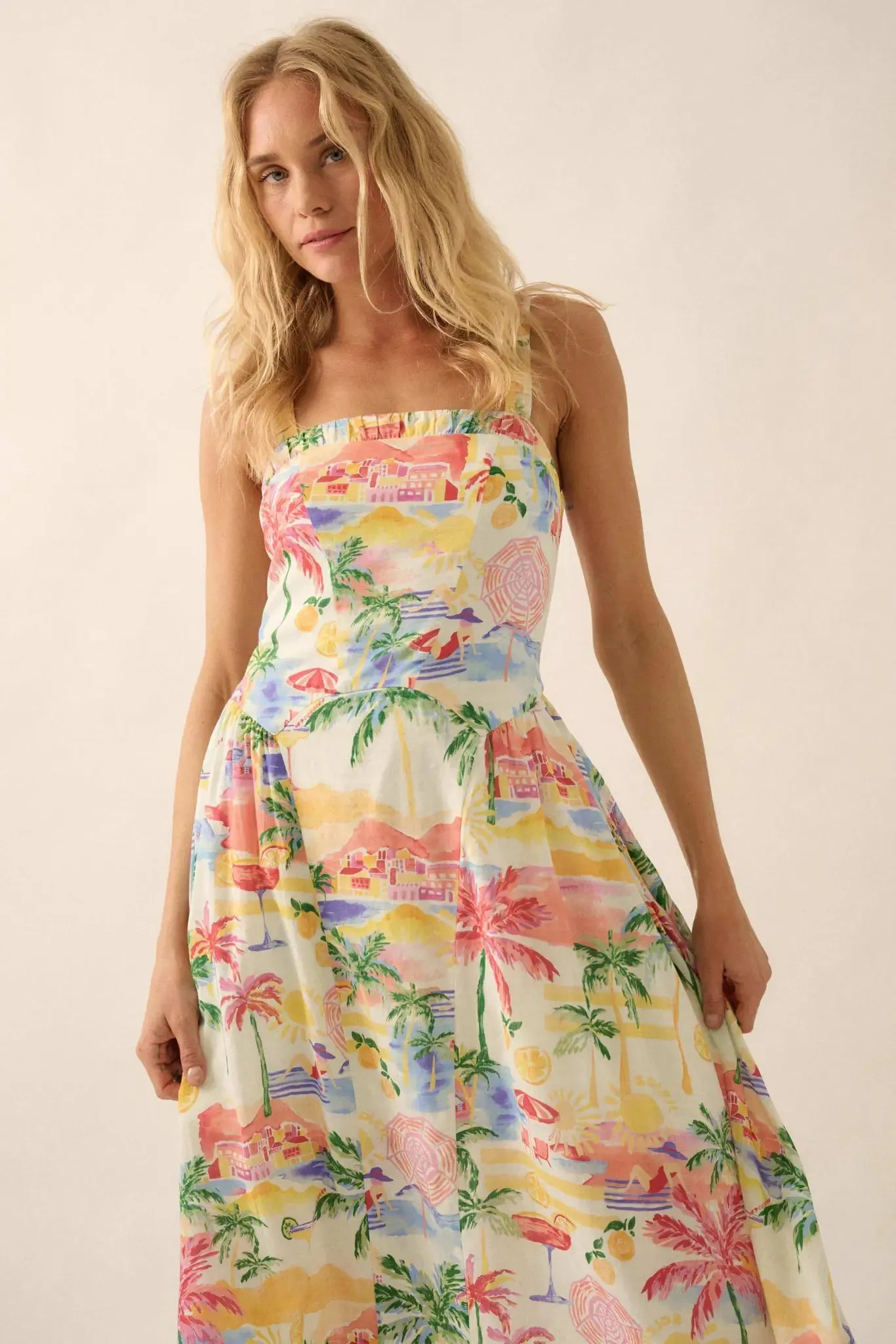 Piece of Paradise Tropical-Print Midi Dress sold by Promesa product image thumbnail 3