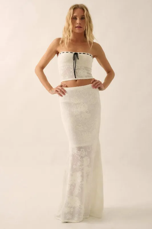 Beguiling Blooms Floral Lace Mermaid Maxi Skirt sold by Promesa