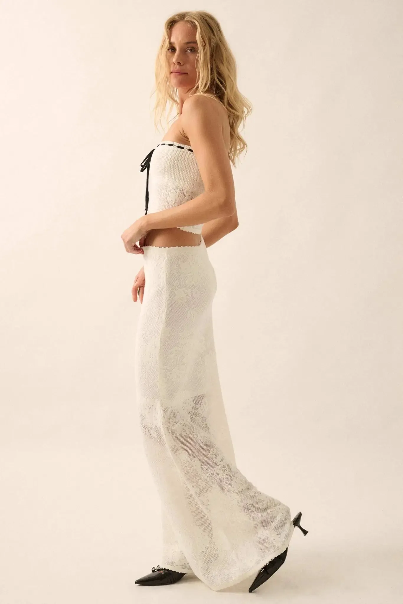 Beguiling Blooms Floral Lace Mermaid Maxi Skirt sold by Promesa product image thumbnail 5