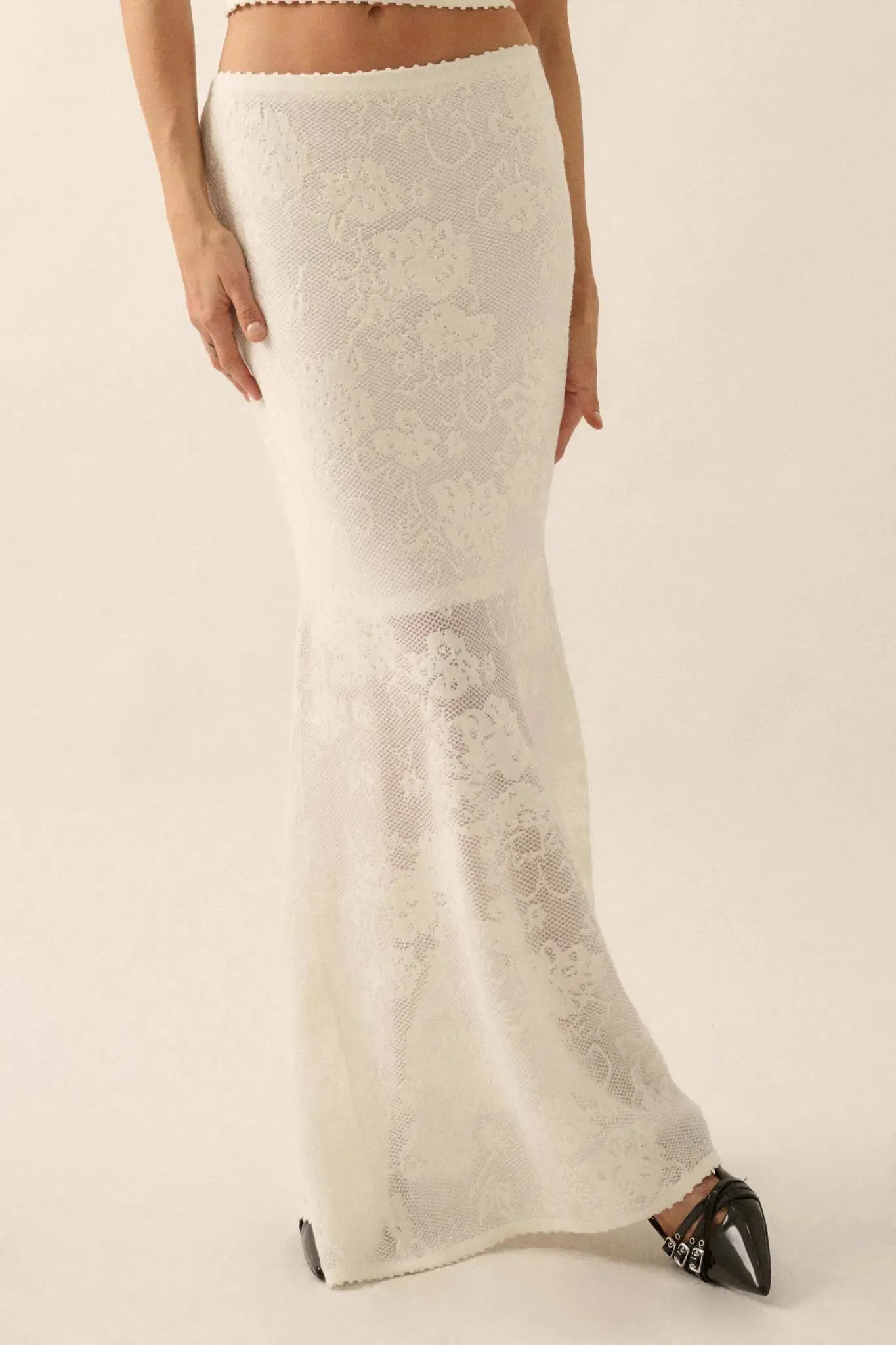 Beguiling Blooms Floral Lace Mermaid Maxi Skirt sold by Promesa product image thumbnail 2