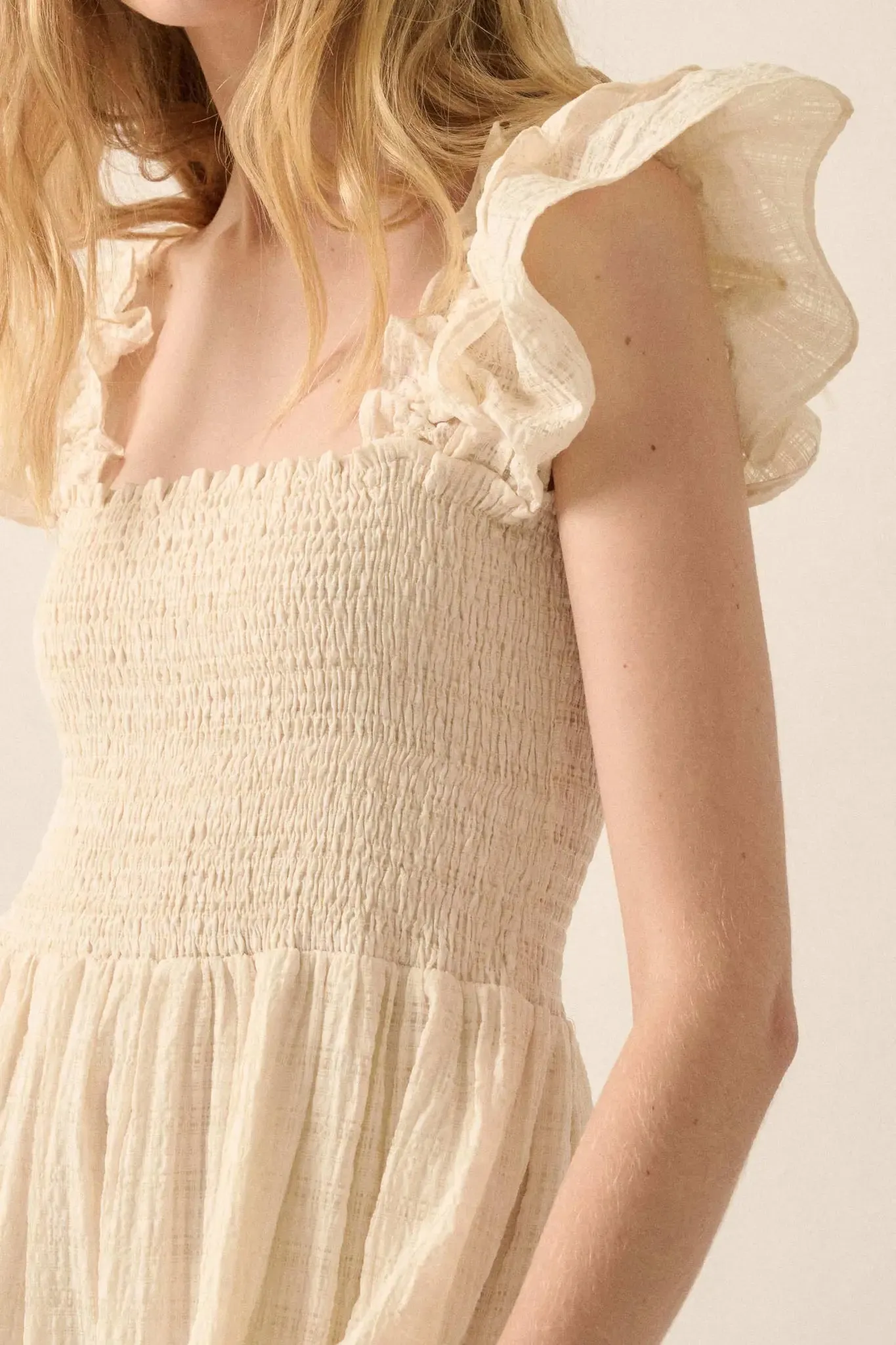 Sweet Sensation Ruffled Paid Tiered Midi Dress sold by Promesa product image thumbnail 3