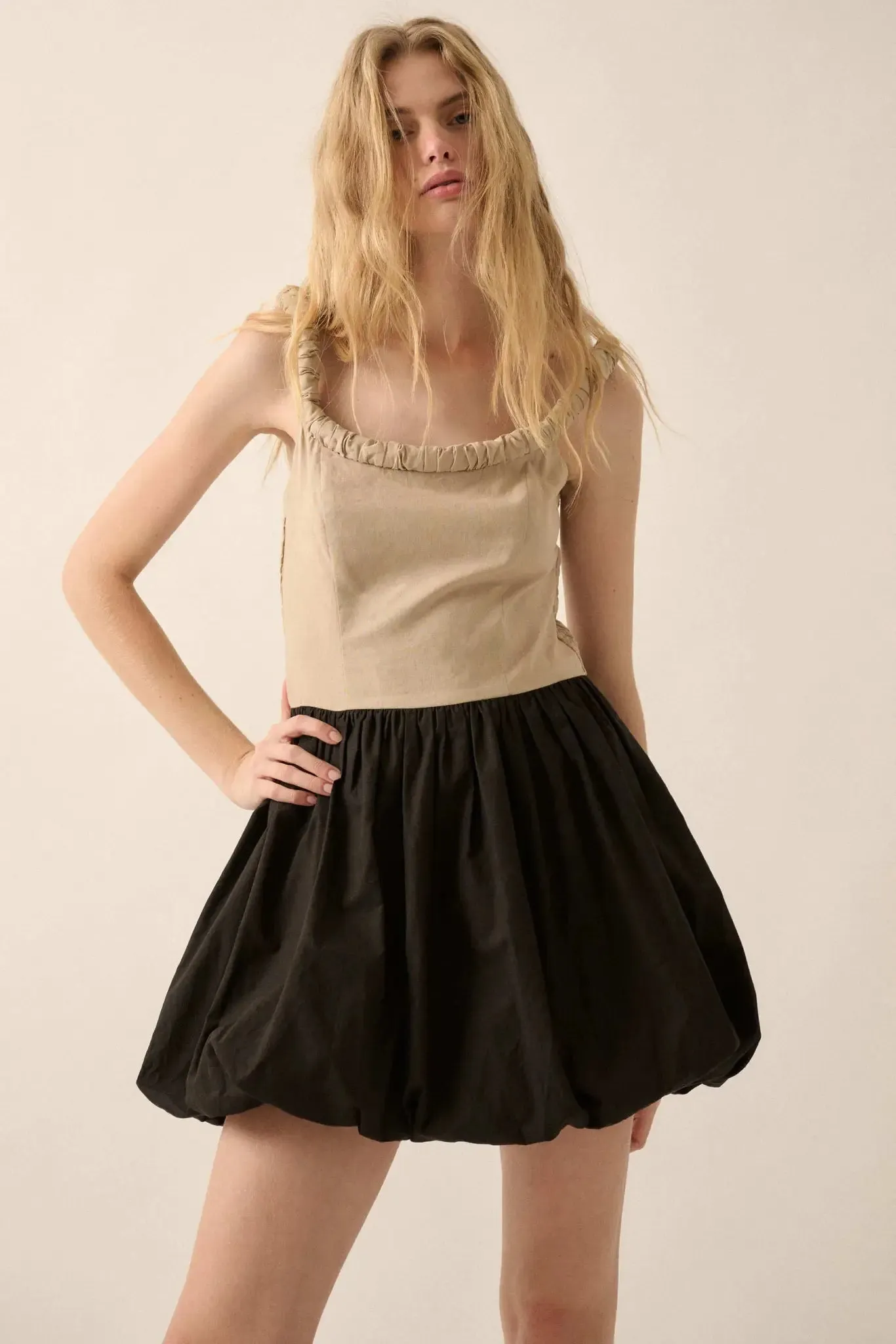 Twice As Nice Colorblock Bubble Mini Dress sold by Promesa product image thumbnail 5