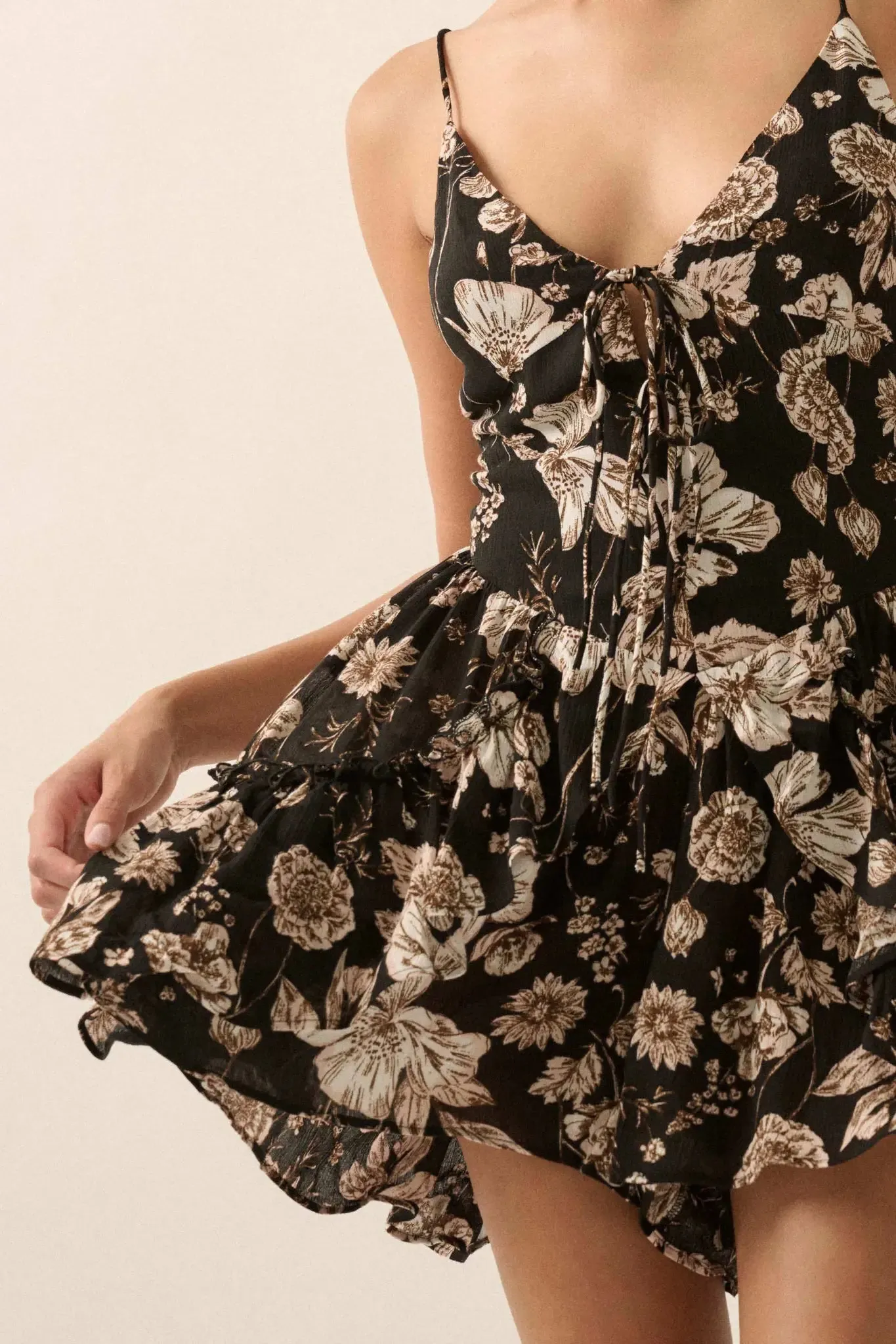 Stunning Stems Floral Tie-Front Romper sold by Promesa product image thumbnail 4