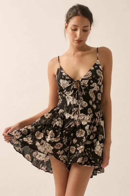 Stunning Stems Floral Tie-Front Romper sold by Promesa