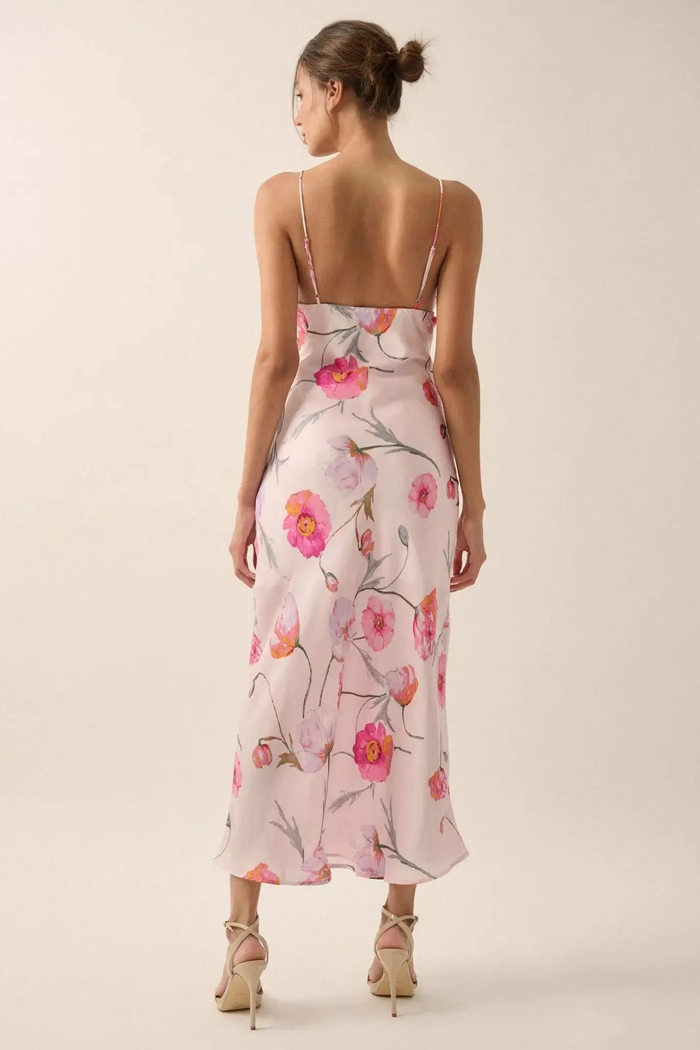 Spring Dream Floral Satin Maxi Slip Dress sold by Promesa product image thumbnail 2