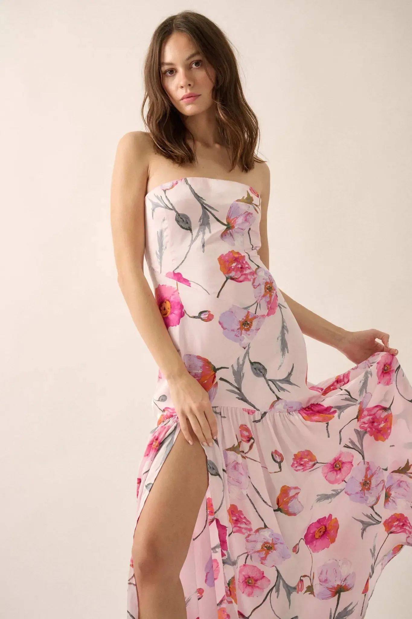 Eternal Spring Floral Satin Strapless Maxi Dress sold by Promesa product image thumbnail 5